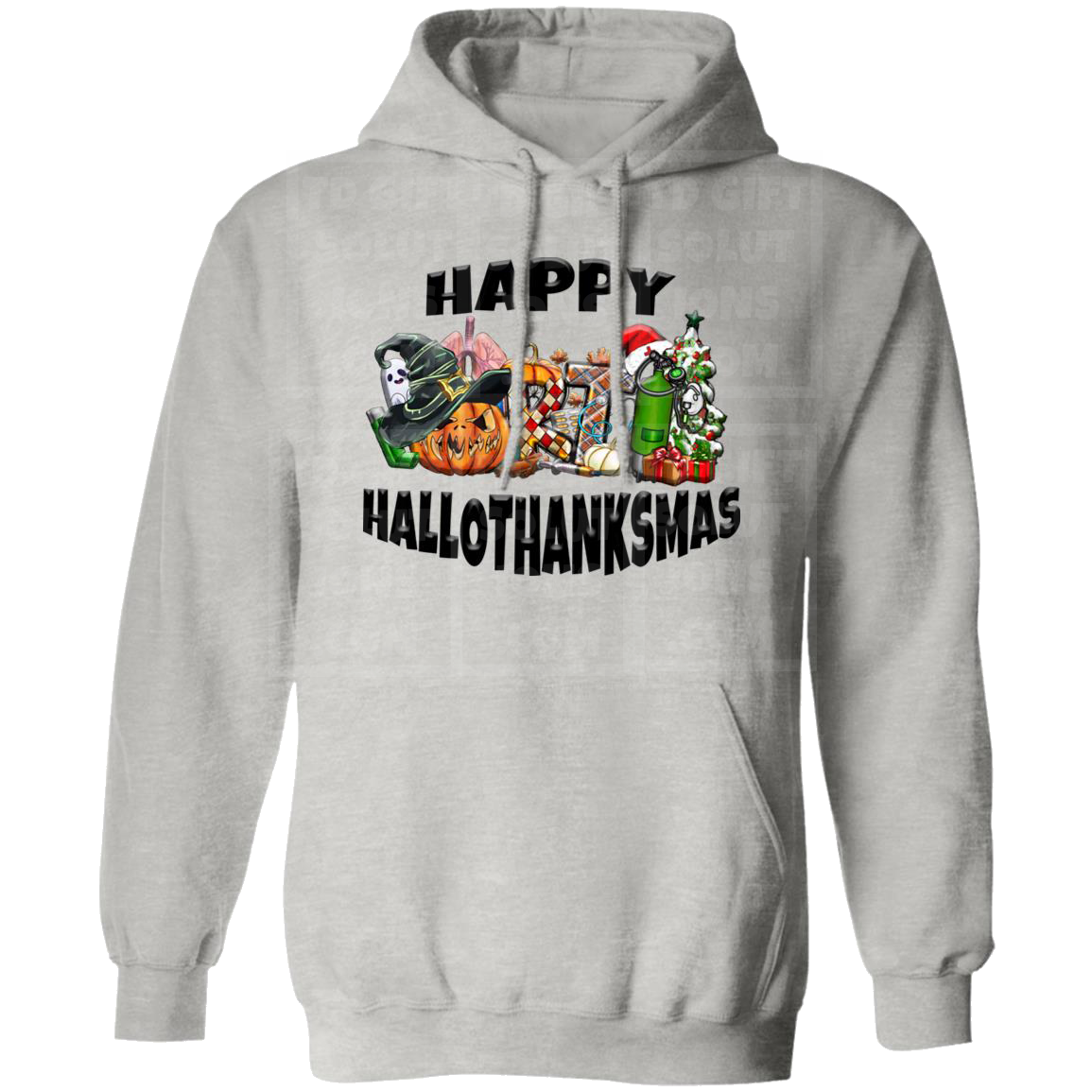 Happy Hallothanksmas Respiratory Therapy Gildan Pullover Hoodie-TD Gift Solutions.com