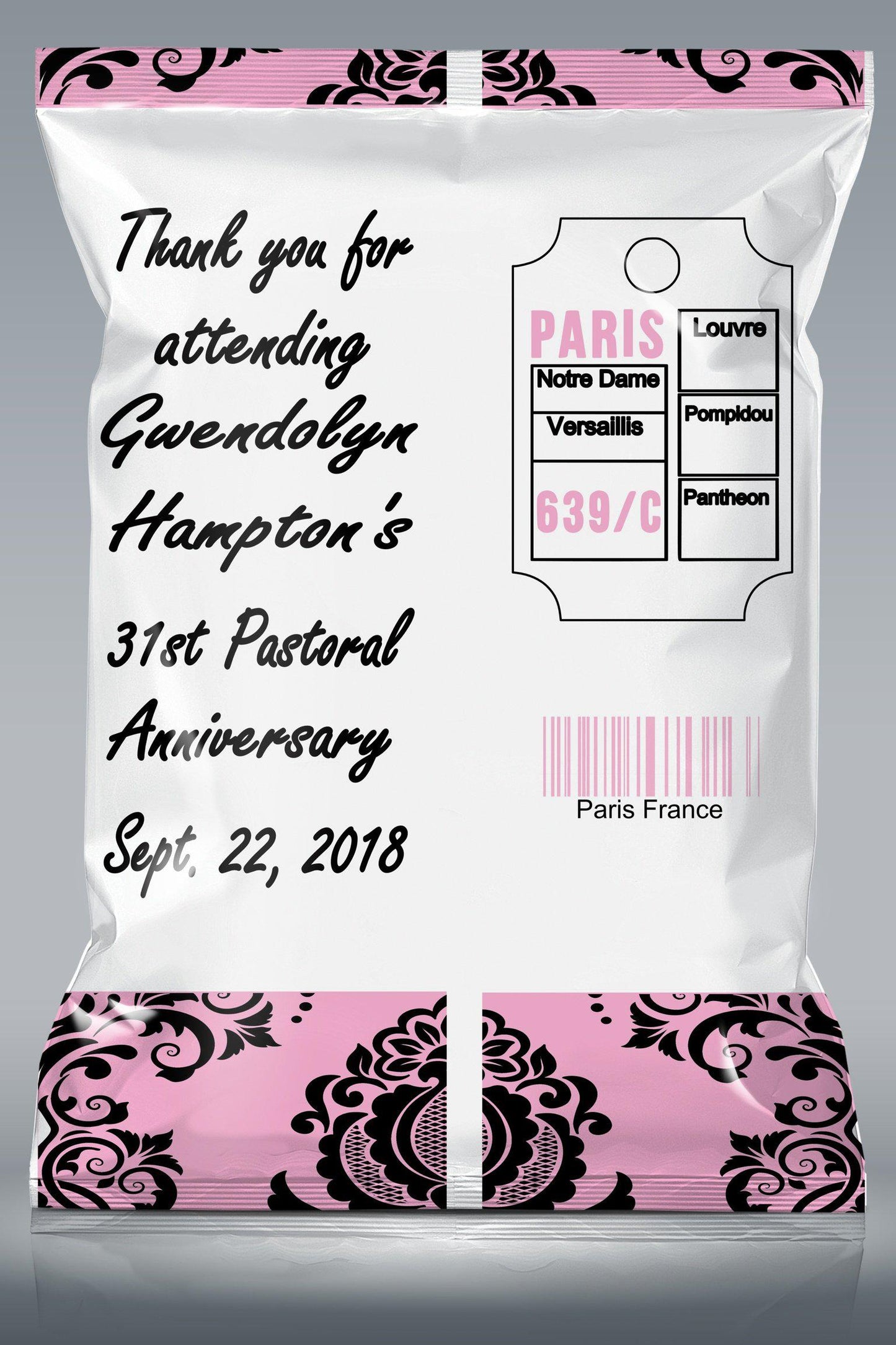 Custom Paris Chip Bags - Paris Themed Chip Bag Favors - Chip Bag Favors