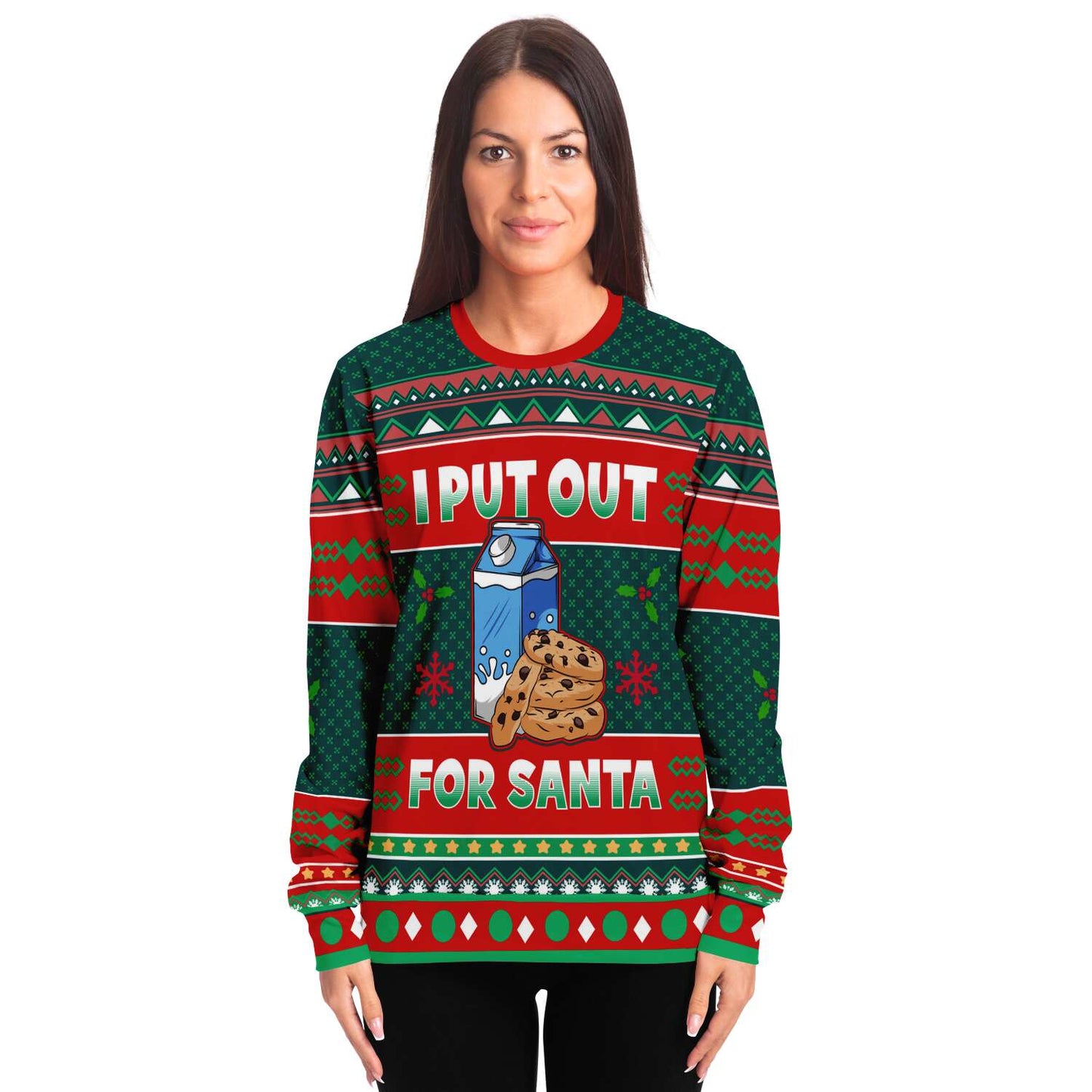 Ugly Christmas Sweatshirt | I Put Out For Santa Ugly Christmas Sweatshirt-TD Gift Solutions.com