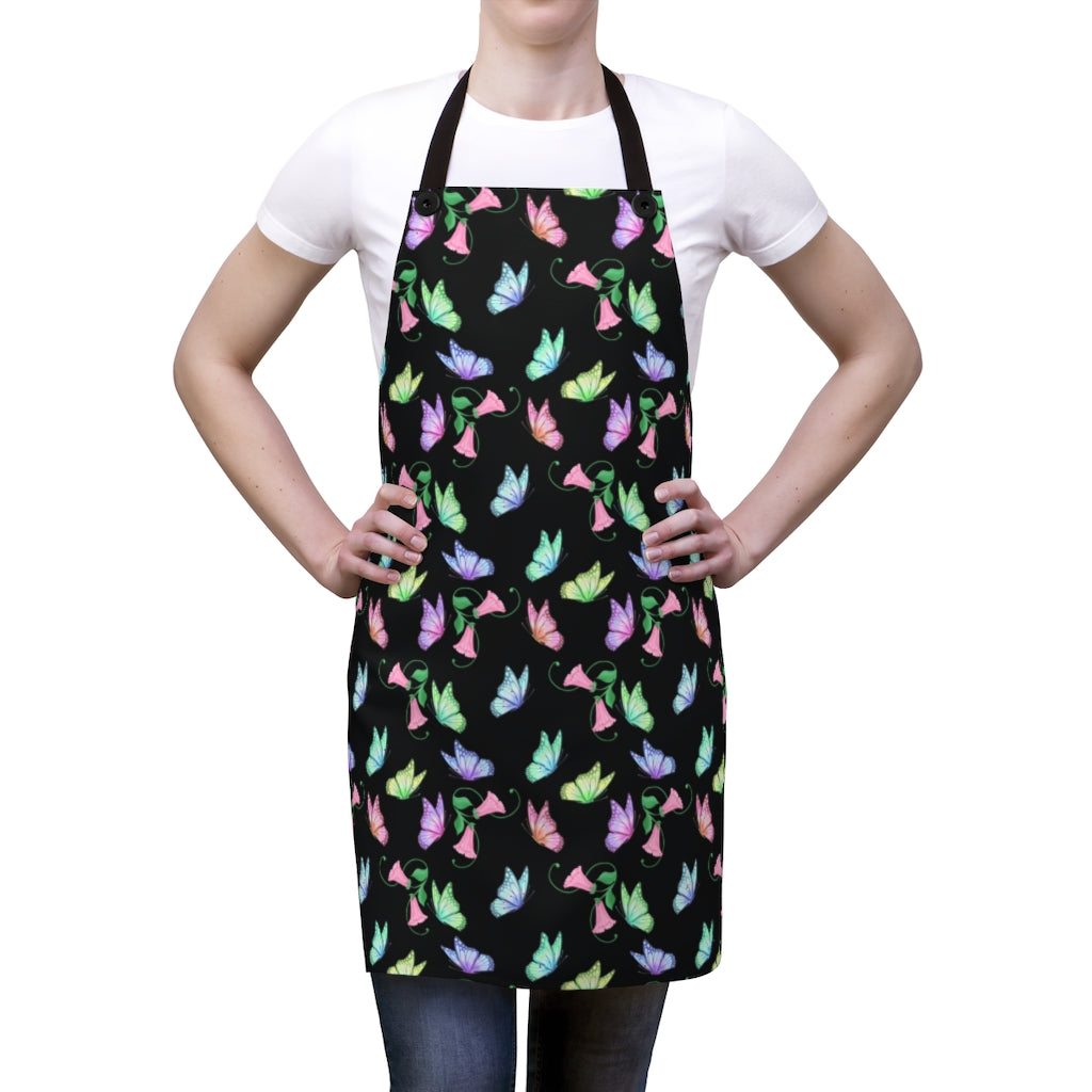 Black Apron | Butterfly Garden Black Apron-Aprons-TD Gift Solutions.com