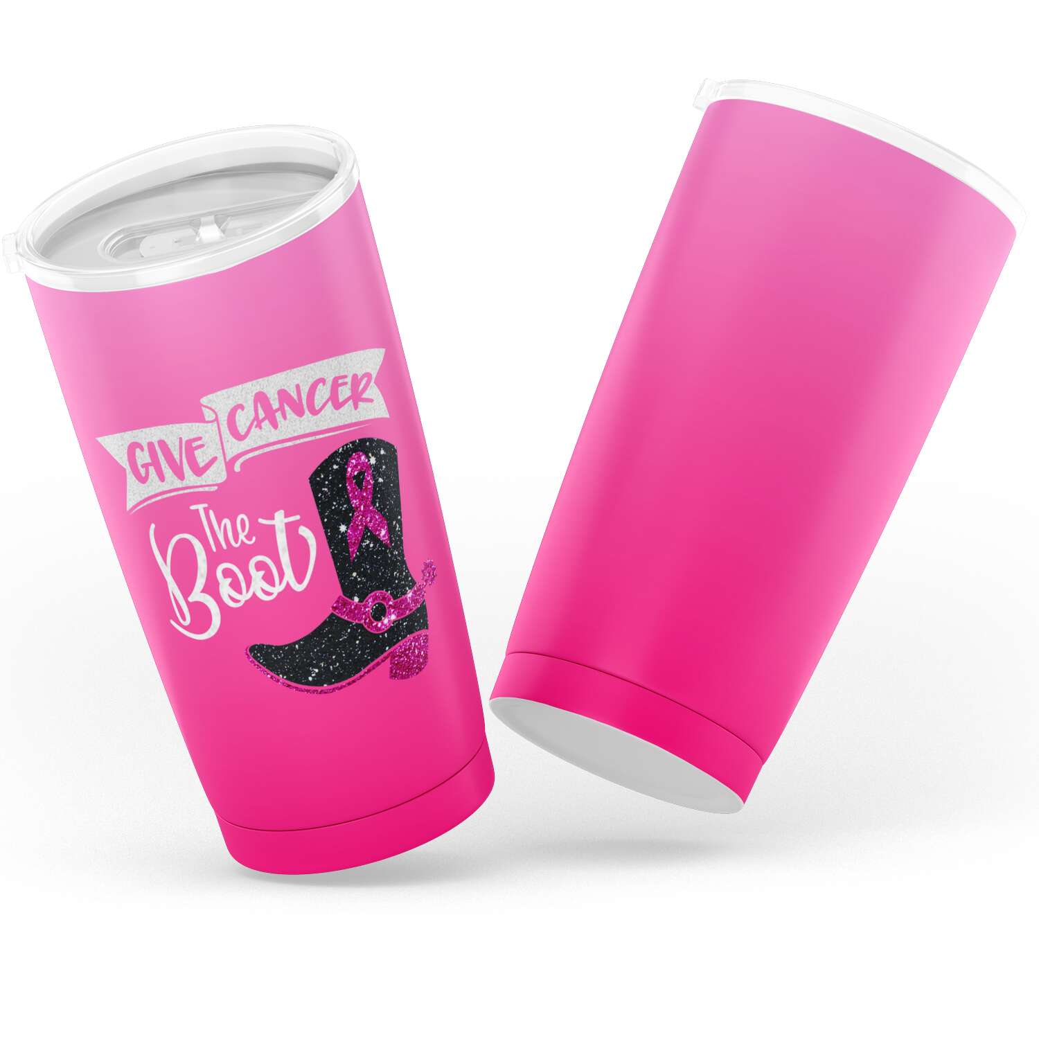 Cute Tumblers | Give Cancer The Boot Breast Cancer Awareness Tumbler-20oz Tumbler - AOP-TD Gift Solutions.com