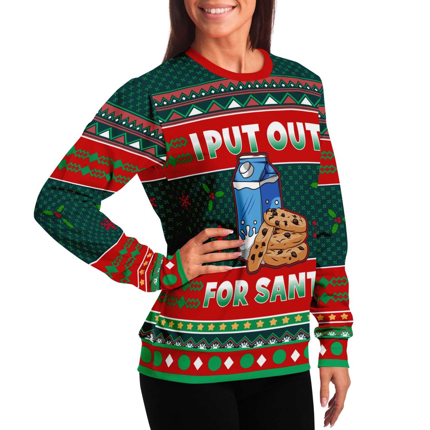 Ugly Christmas Sweatshirt | I Put Out For Santa Ugly Christmas Sweatshirt-TD Gift Solutions.com