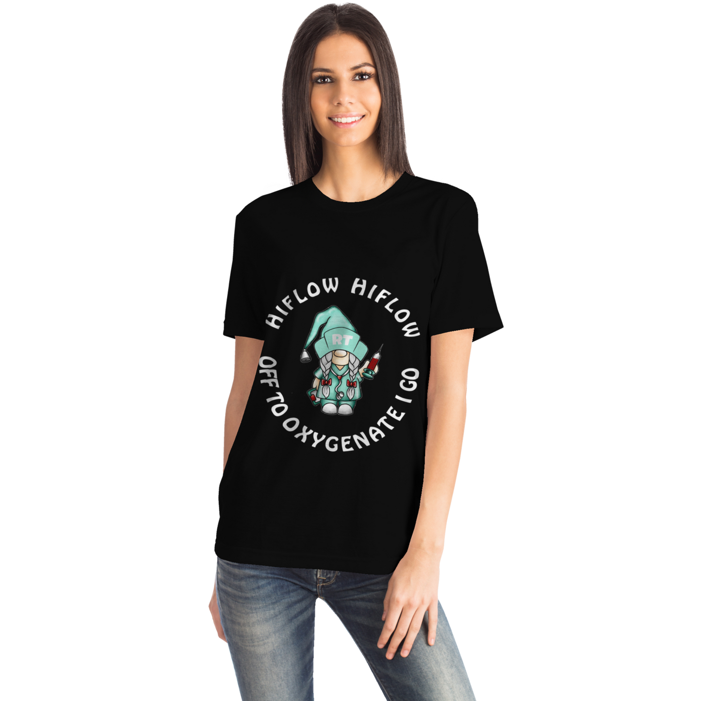 Black HiFlow HiFlow Off To Oxygenate I Go | Ladies Respiratory Therapy T-shirt-TD Gift Solutions.com