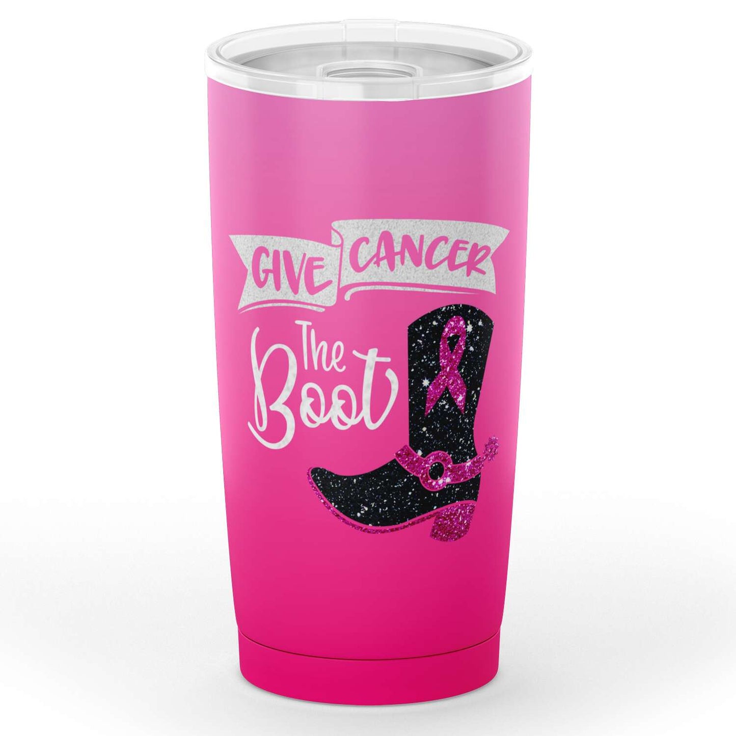 Cute Tumblers | Give Cancer The Boot Breast Cancer Awareness Tumbler-20oz Tumbler - AOP-TD Gift Solutions.com