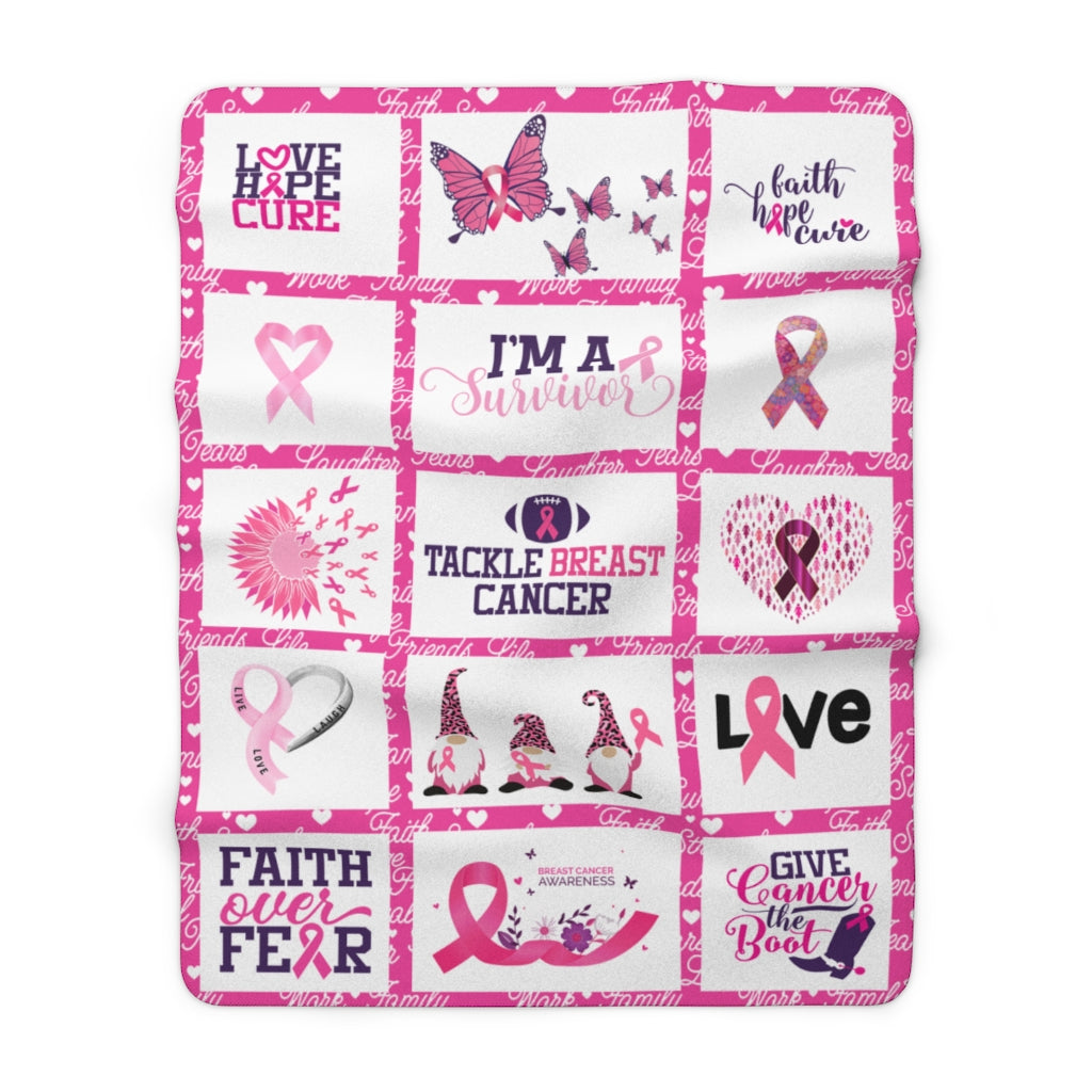 Sherpa Blanket | Brave And Strong Breast Cancer Awareness-Throw Blankets-TD Gift Solutions.com