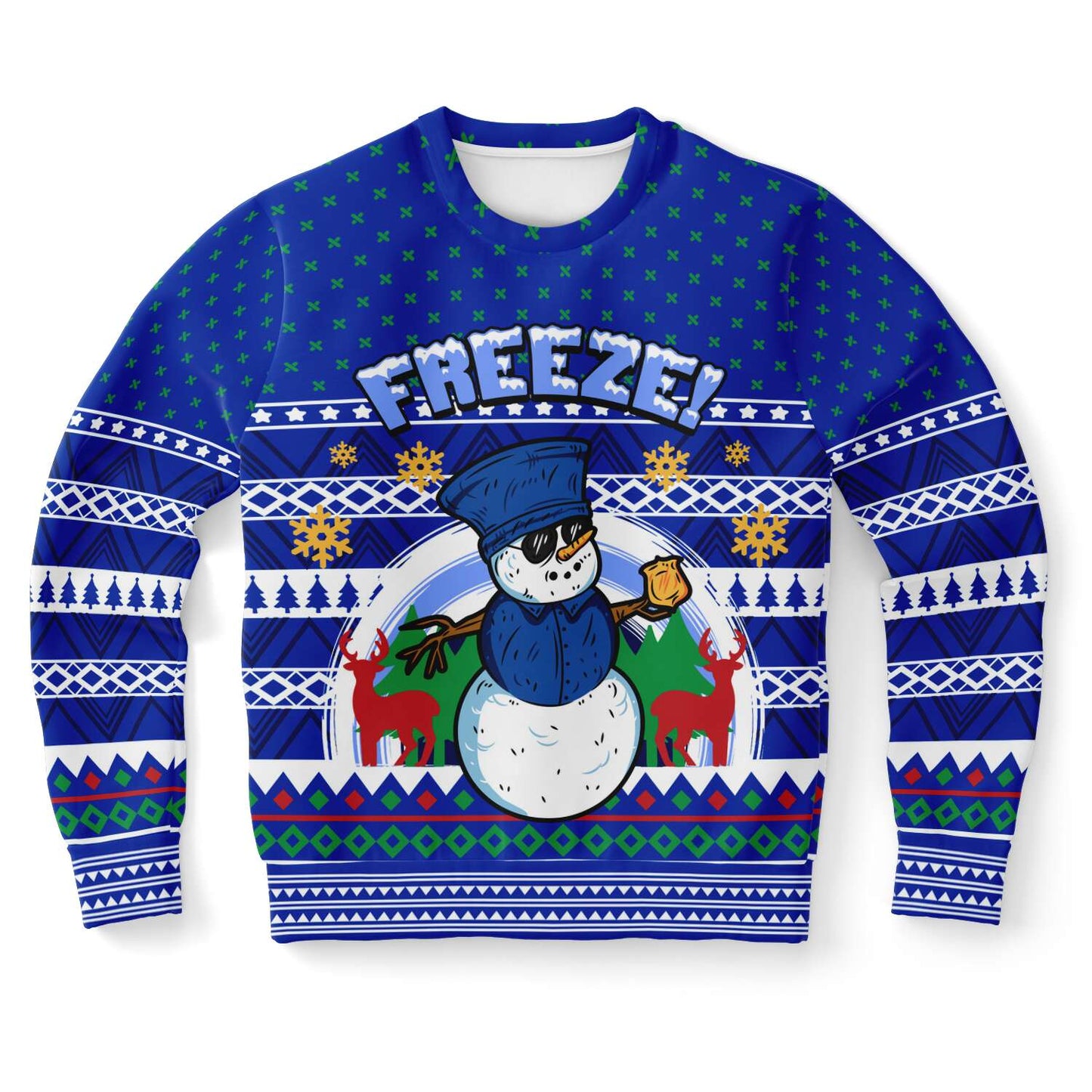 Ugly Christmas Sweatshirt | Police Officer Snowman "Freeze" Ugly Sweatshirt-TD Gift Solutions.com