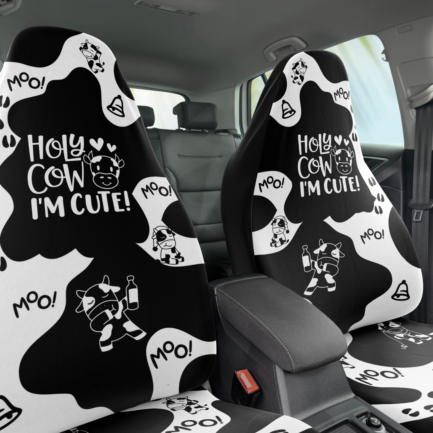 Car Accessories | Holy Cow I'm Cute Cow Print Car Seat Covers-TD Gift Solutions.com