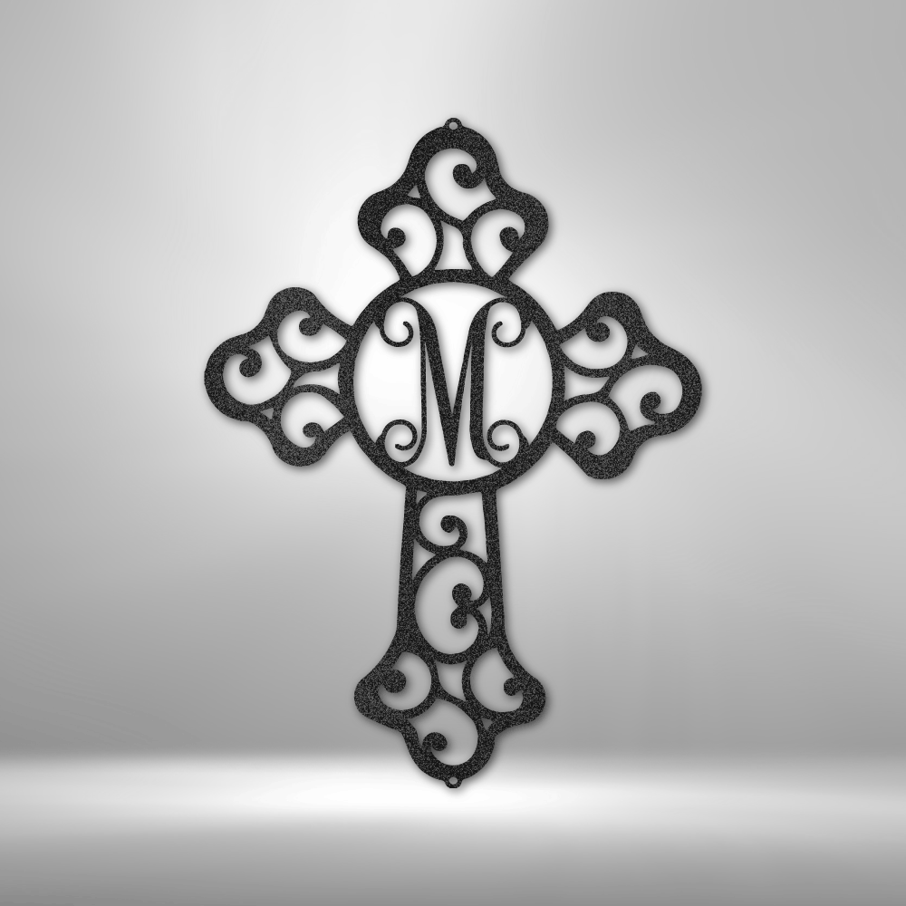 Initial Cross Monogram - Steel Sign-TD Gift Solutions.com