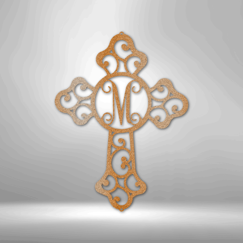 Initial Cross Monogram - Steel Sign-TD Gift Solutions.com