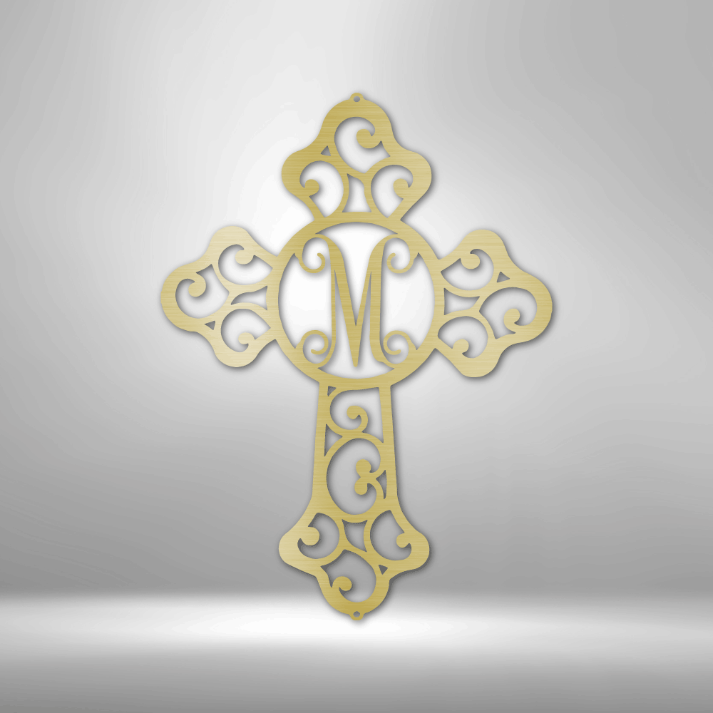 Initial Cross Monogram - Steel Sign-TD Gift Solutions.com