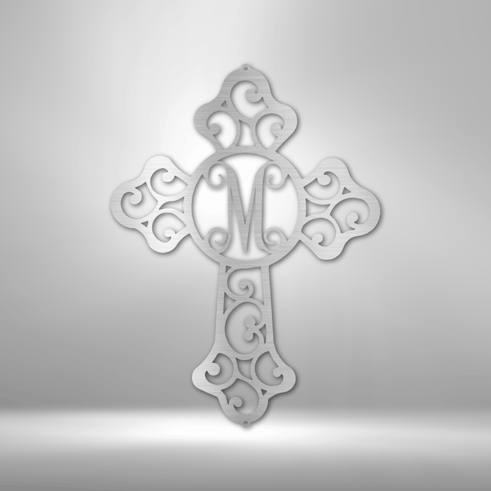 Initial Cross Monogram - Steel Sign-TD Gift Solutions.com