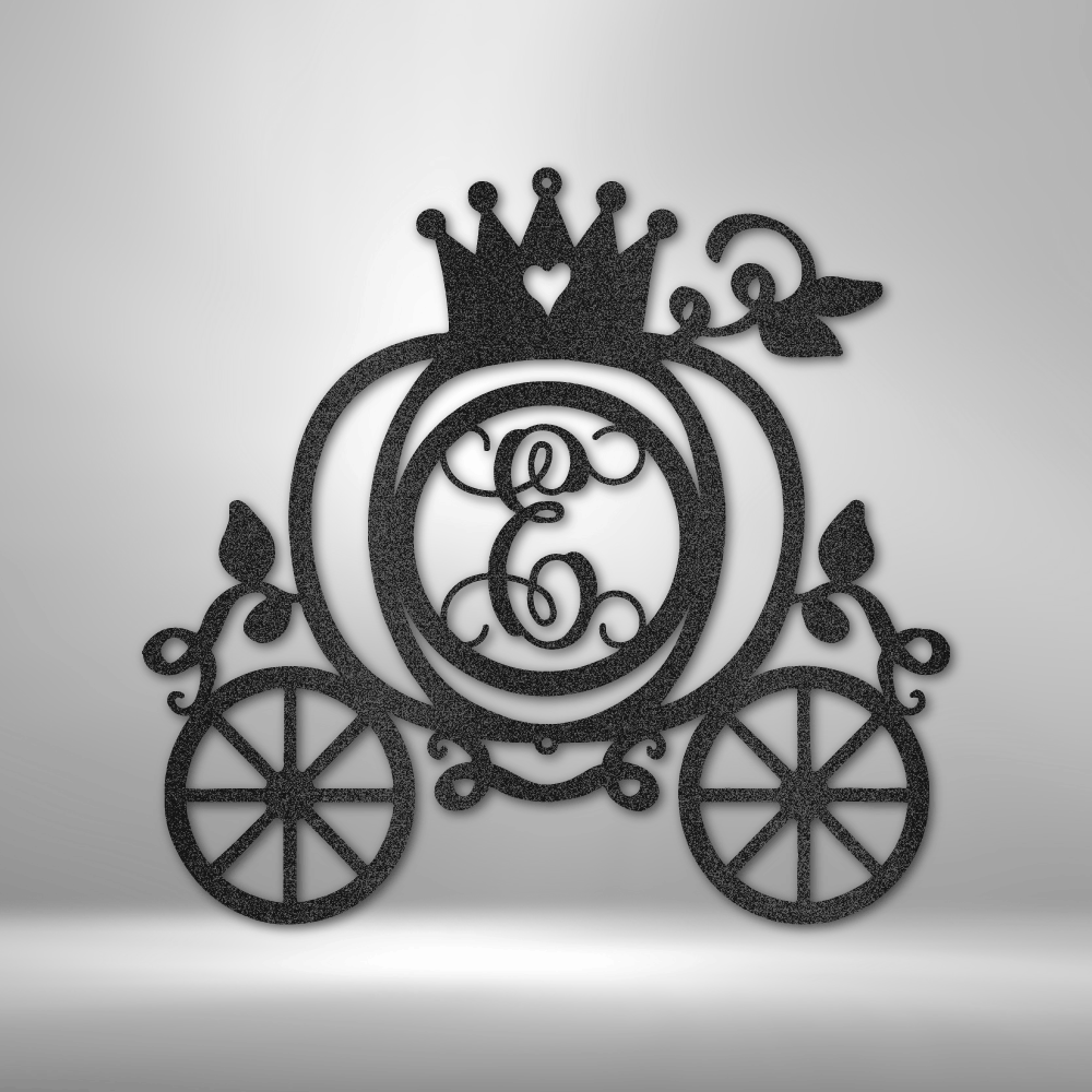 Princess Room Decor Carriage Initial Monogram - Steel Sign-TD Gift Solutions.com