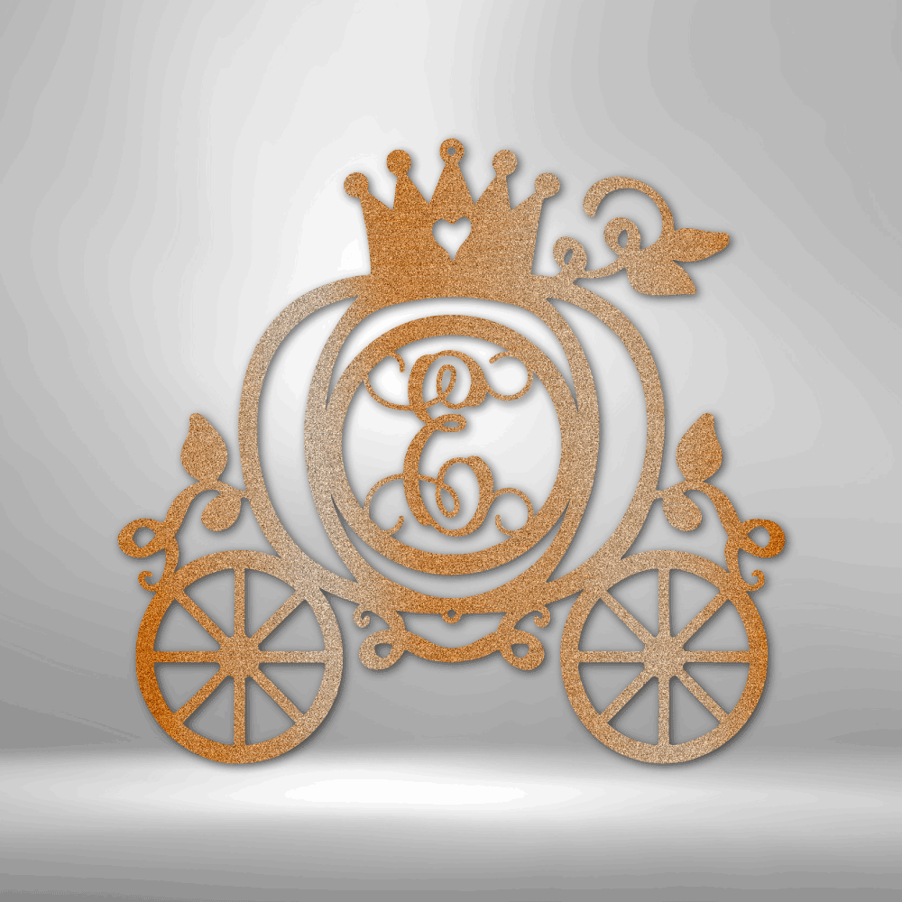 Princess Room Decor Carriage Initial Monogram - Steel Sign-TD Gift Solutions.com