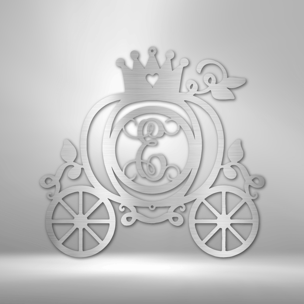 Princess Room Decor Carriage Initial Monogram - Steel Sign-TD Gift Solutions.com