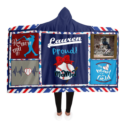 Hooded Blanket | Personalized Multi-color Baseball Mama Hooded Blanket-TD Gift Solutions.com