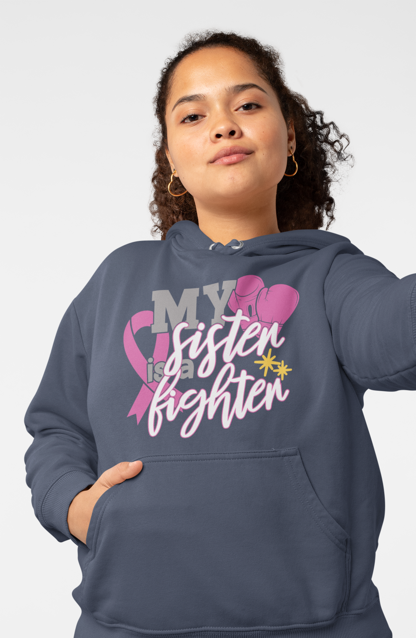 Cool Hoodies | My Sister's A Fighter Breast Cancer Women's Hoodie-Hoodie-TD Gift Solutions.com