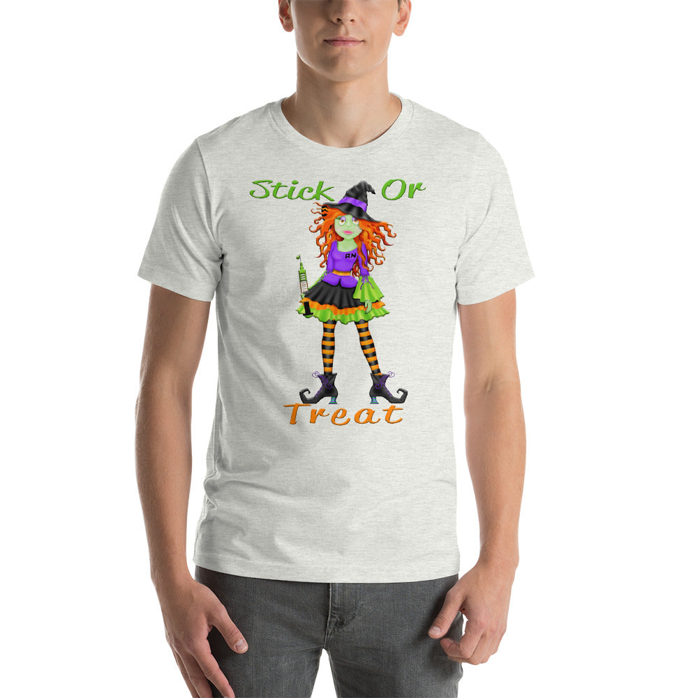 Witch T Shirt | Nurse Stick or Treat Short-Sleeve Unisex T-Shirt-TD Gift Solutions.com