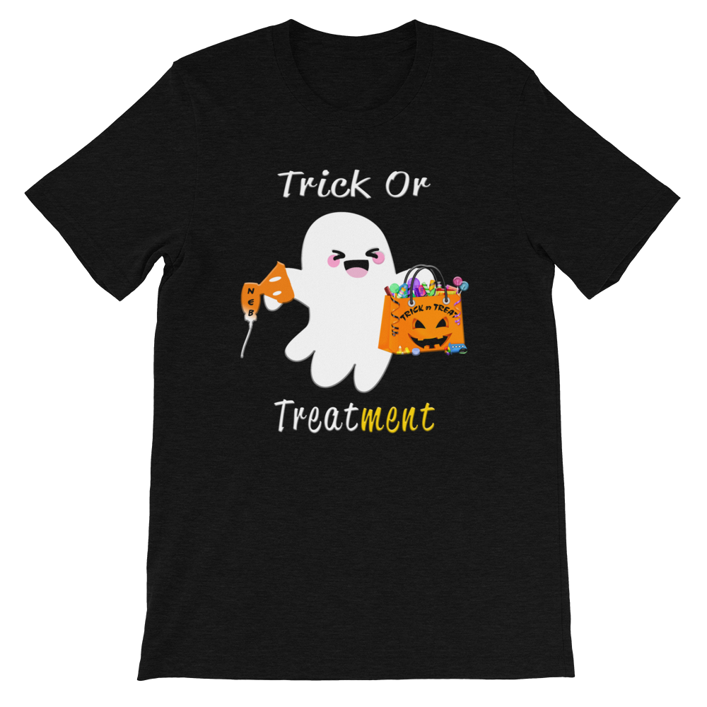 Respiratory Therapy Gifts | RT Trick or Treatment Short-Sleeve Unisex T-Shirt-TD Gift Solutions.com