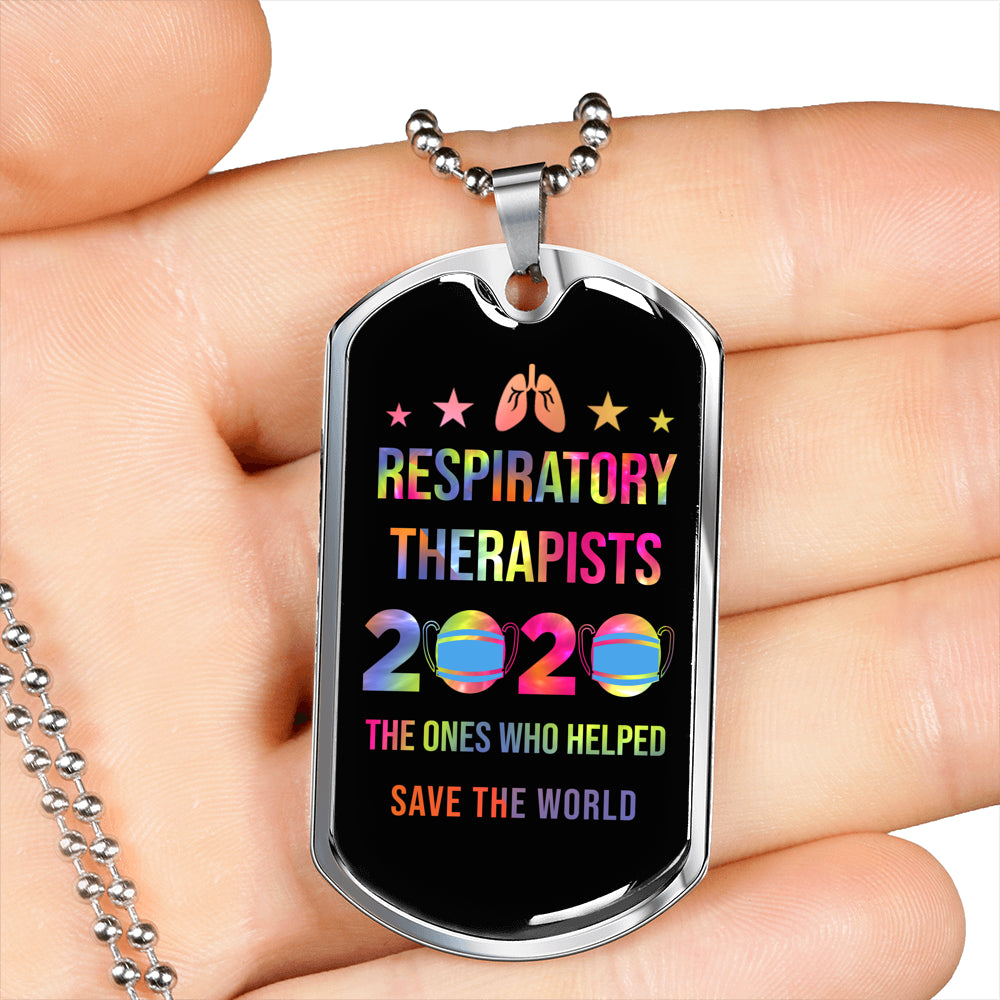 Respiratory Therapy Gifts | Respiratory Therapist 2020 The Ones Who Helped Save The World Dog Tag Necklace-TD Gift Solutions.com