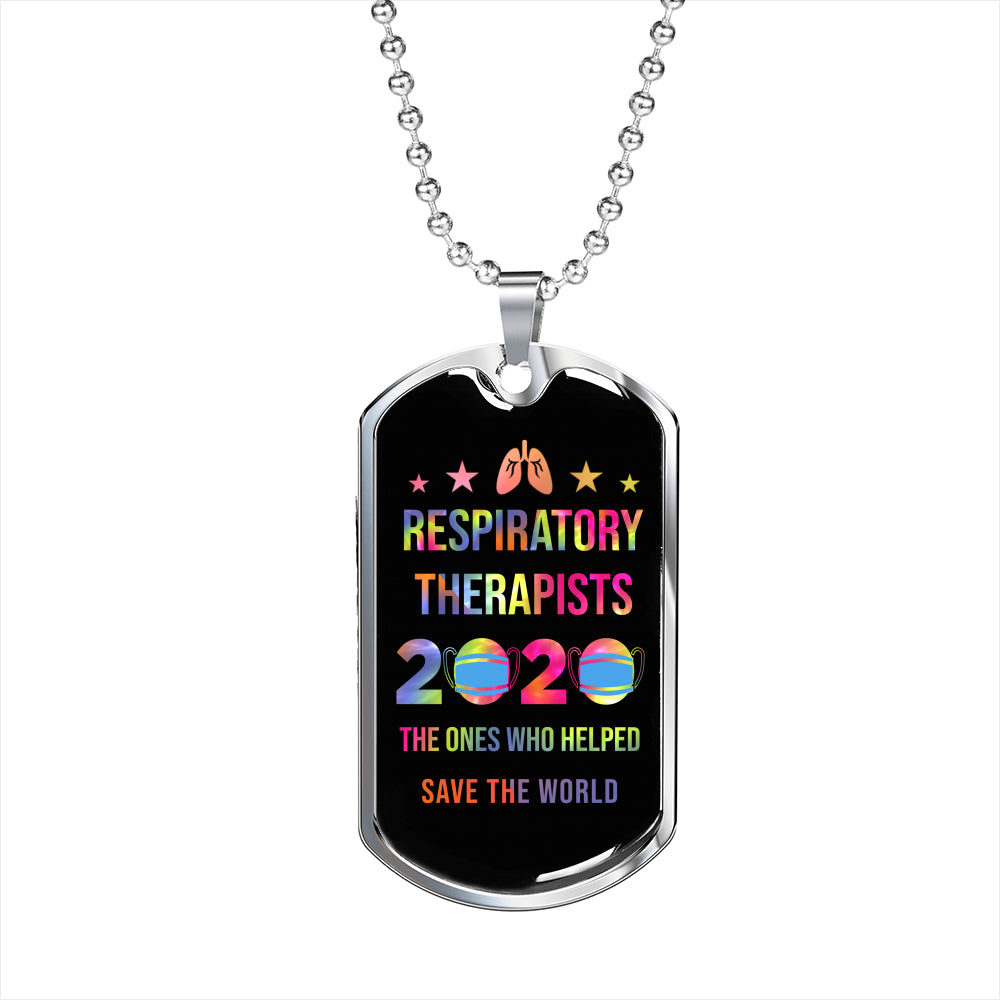 Respiratory Therapy Gifts | Respiratory Therapist 2020 The Ones Who Helped Save The World Dog Tag Necklace-TD Gift Solutions.com