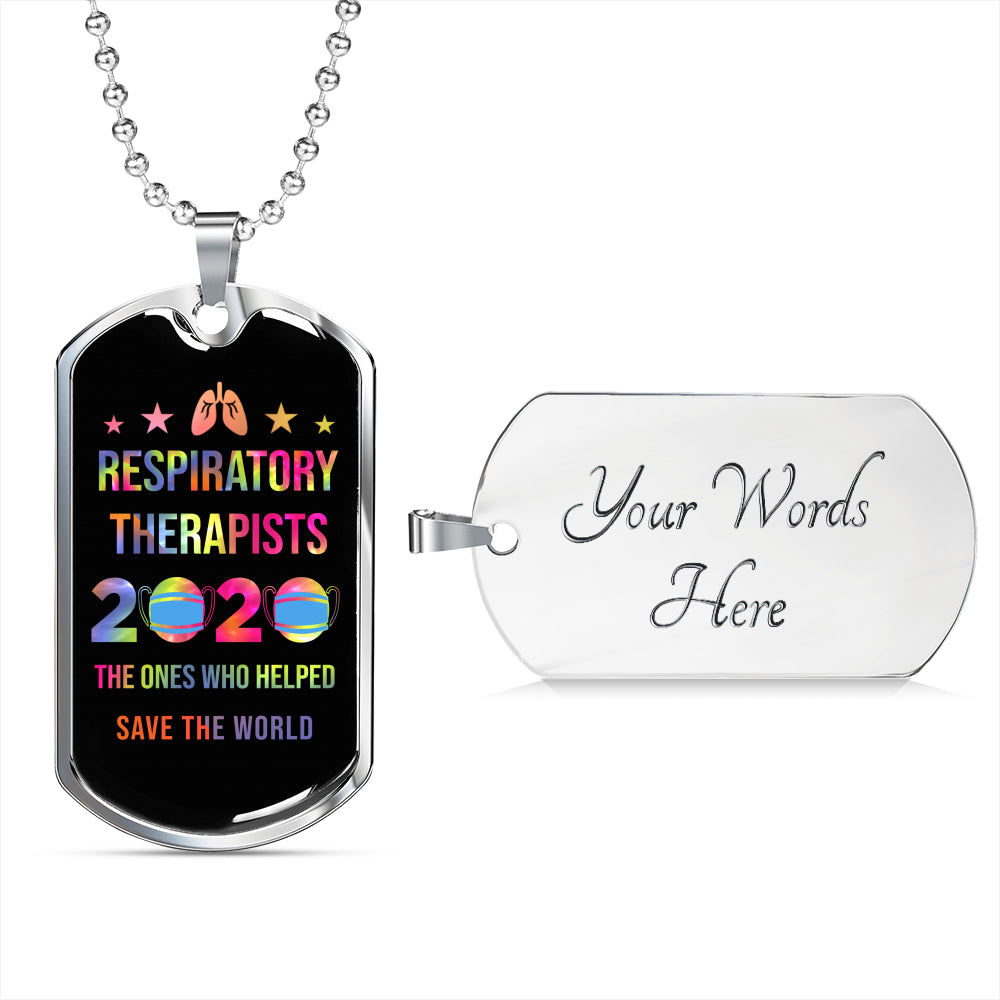 Respiratory Therapy Gifts | Respiratory Therapist 2020 The Ones Who Helped Save The World Dog Tag Necklace-TD Gift Solutions.com