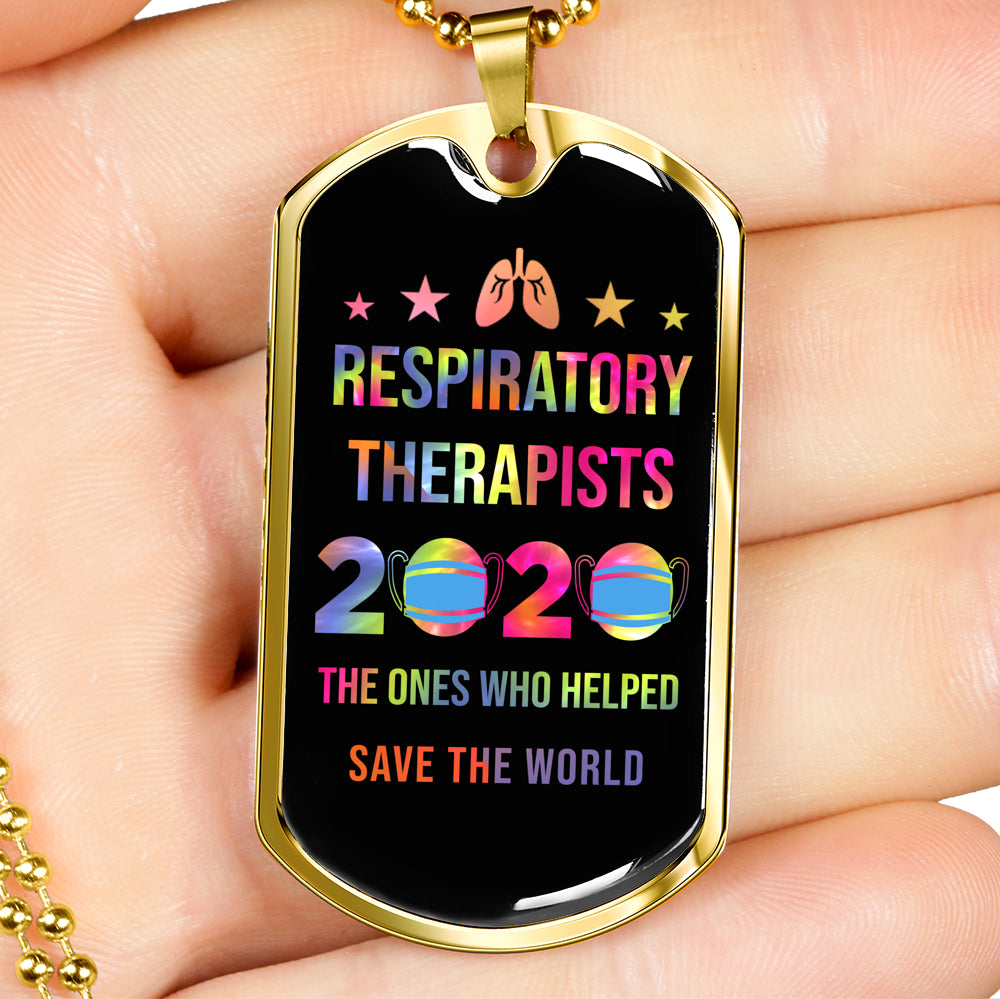 Respiratory Therapy Gifts | Respiratory Therapist 2020 The Ones Who Helped Save The World Dog Tag Necklace-TD Gift Solutions.com