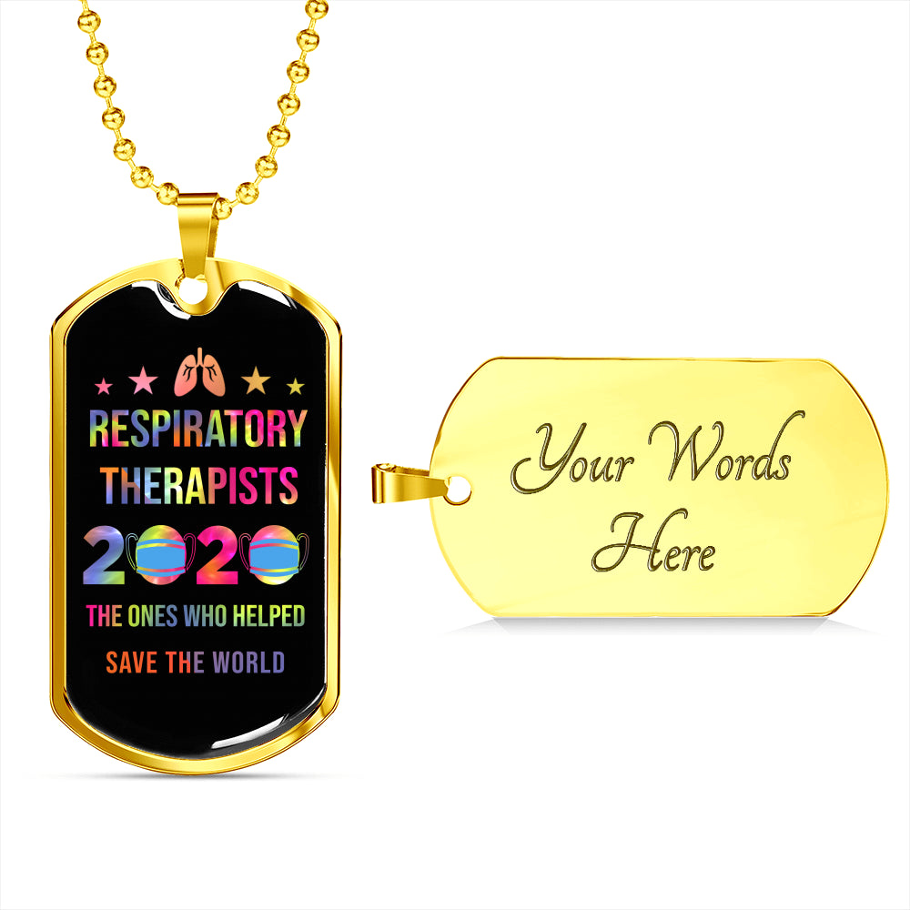 Respiratory Therapy Gifts | Respiratory Therapist 2020 The Ones Who Helped Save The World Dog Tag Necklace-TD Gift Solutions.com