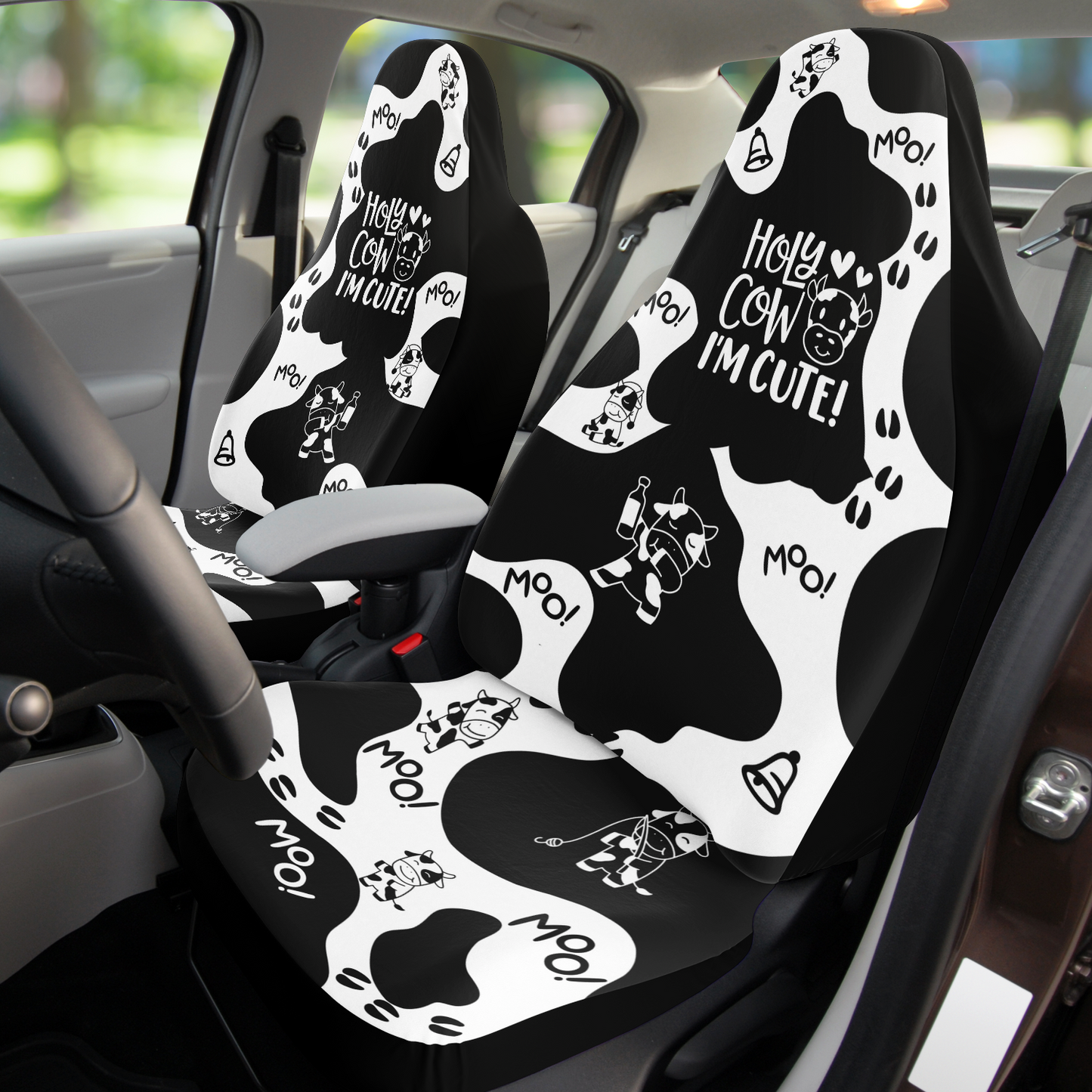 Car Accessories | Holy Cow I'm Cute Cow Print Car Seat Covers-TD Gift Solutions.com