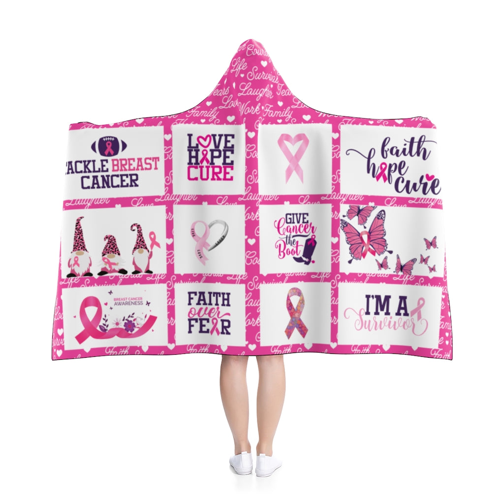 Throw Blanket | Hope Strength Love Breast Cancer Awareness Hooded Blanket-All Over Prints-TD Gift Solutions.com