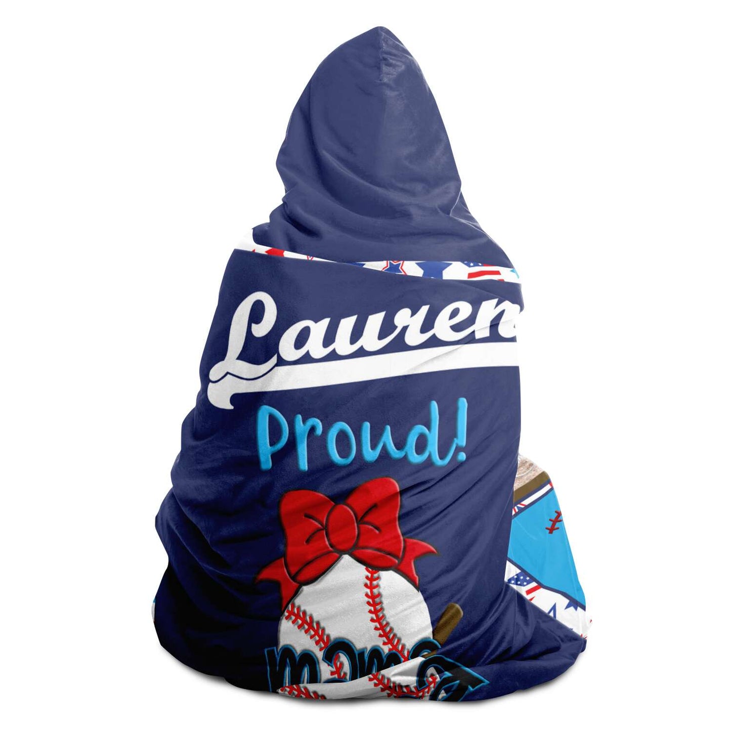 Hooded Blanket | Personalized Multi-color Baseball Mama Hooded Blanket-TD Gift Solutions.com