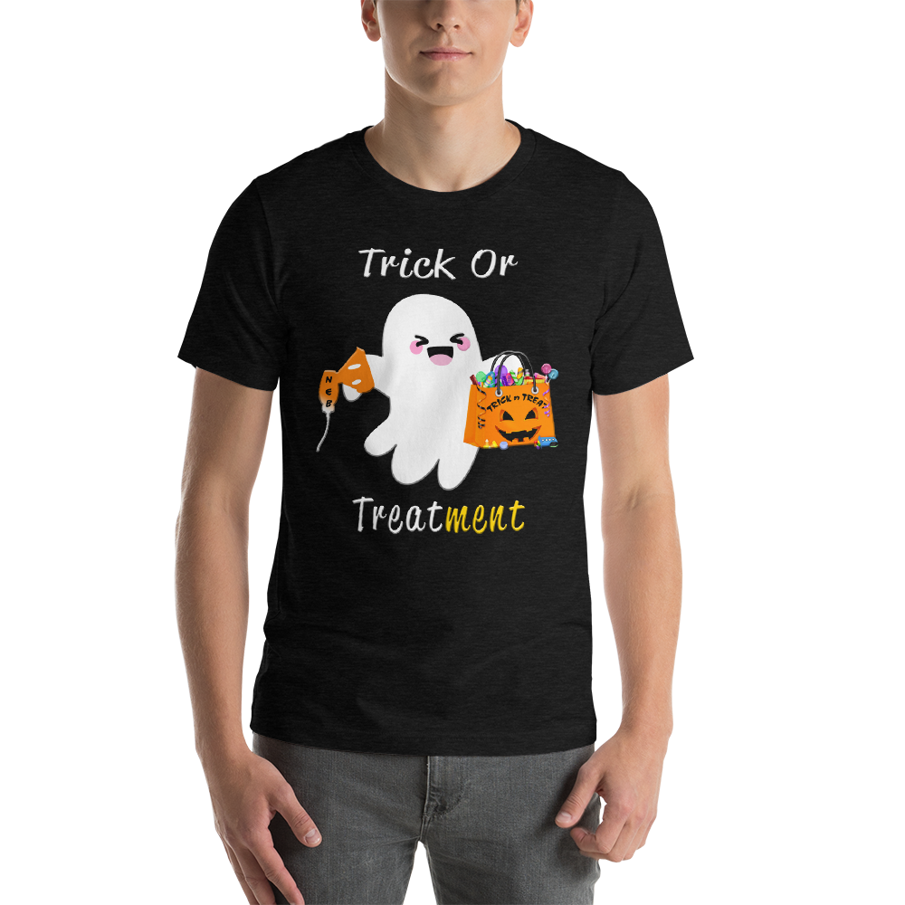 Respiratory Therapy Gifts | RT Trick or Treatment Short-Sleeve Unisex T-Shirt-TD Gift Solutions.com