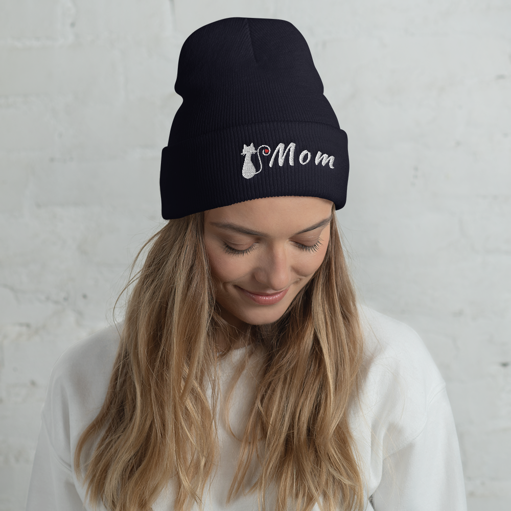 Accessories |Cat Mom Cuffed Beanie-Beanie-TD Gift Solutions.com