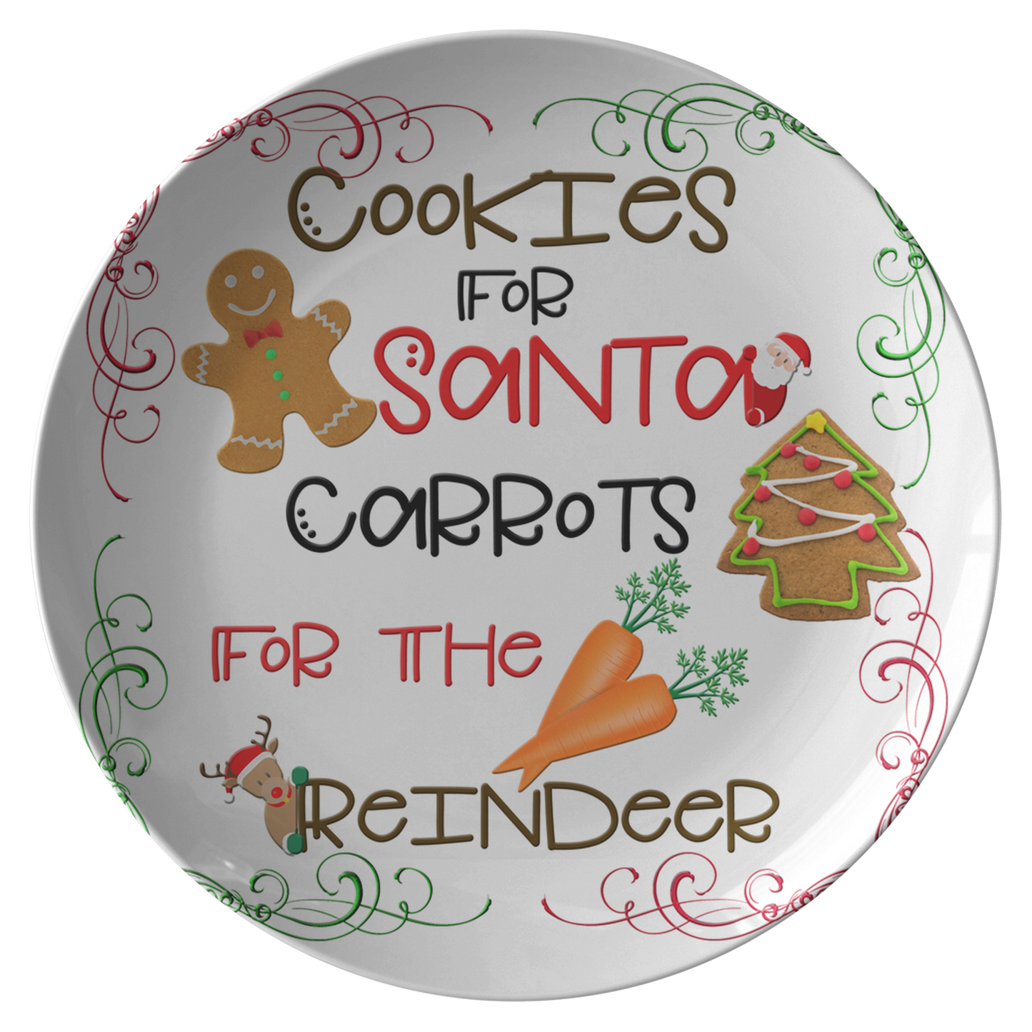 Cookies For Santa Carrots For The Reindeer | Leave Cookies For Santa | Santa Cookie Plate - Dinnerware