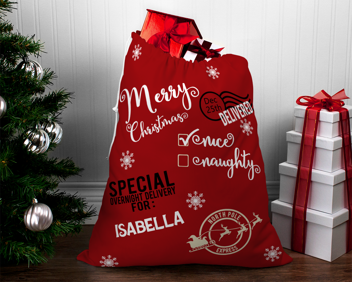 Santa Sack | Santa Gift Bag | Cloth Gift Bag - Santa Sack Christmas Bag