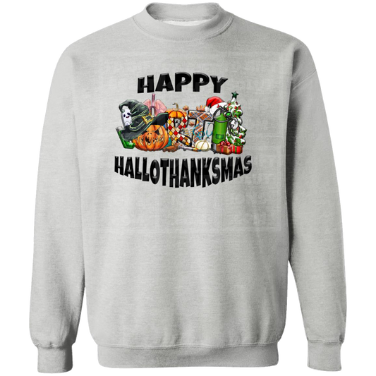 Happy Hallothanksmas Respiratory Therapy  Gildan Crewneck Pullover Sweatshirt