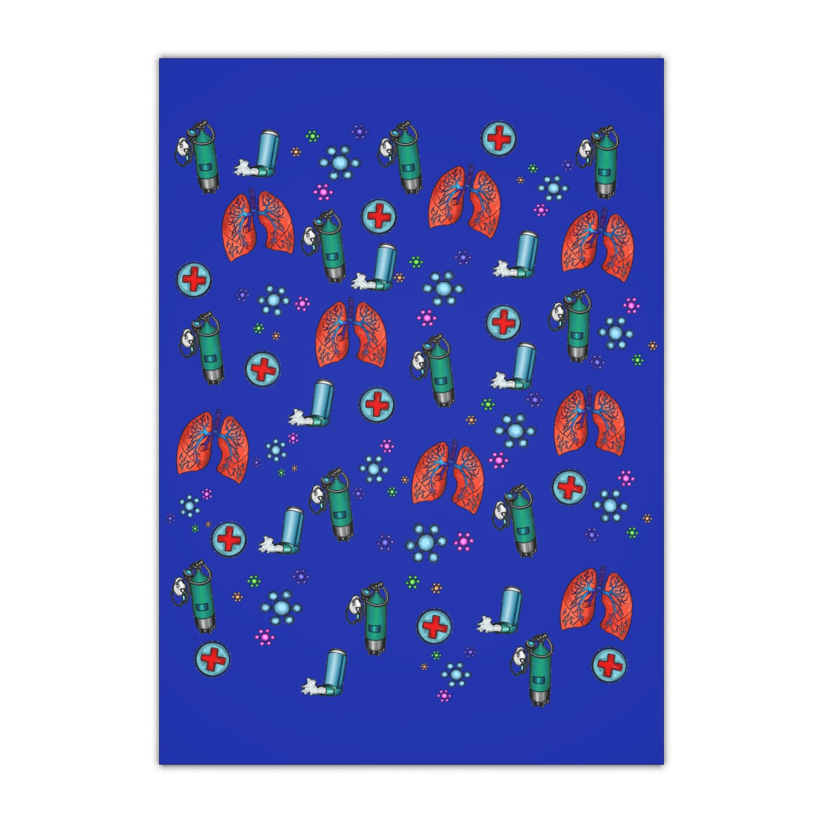 Blue Respiratory Therapy Gift Wrapping Paper Sheet 1 Pc-TD Gift Solutions.com