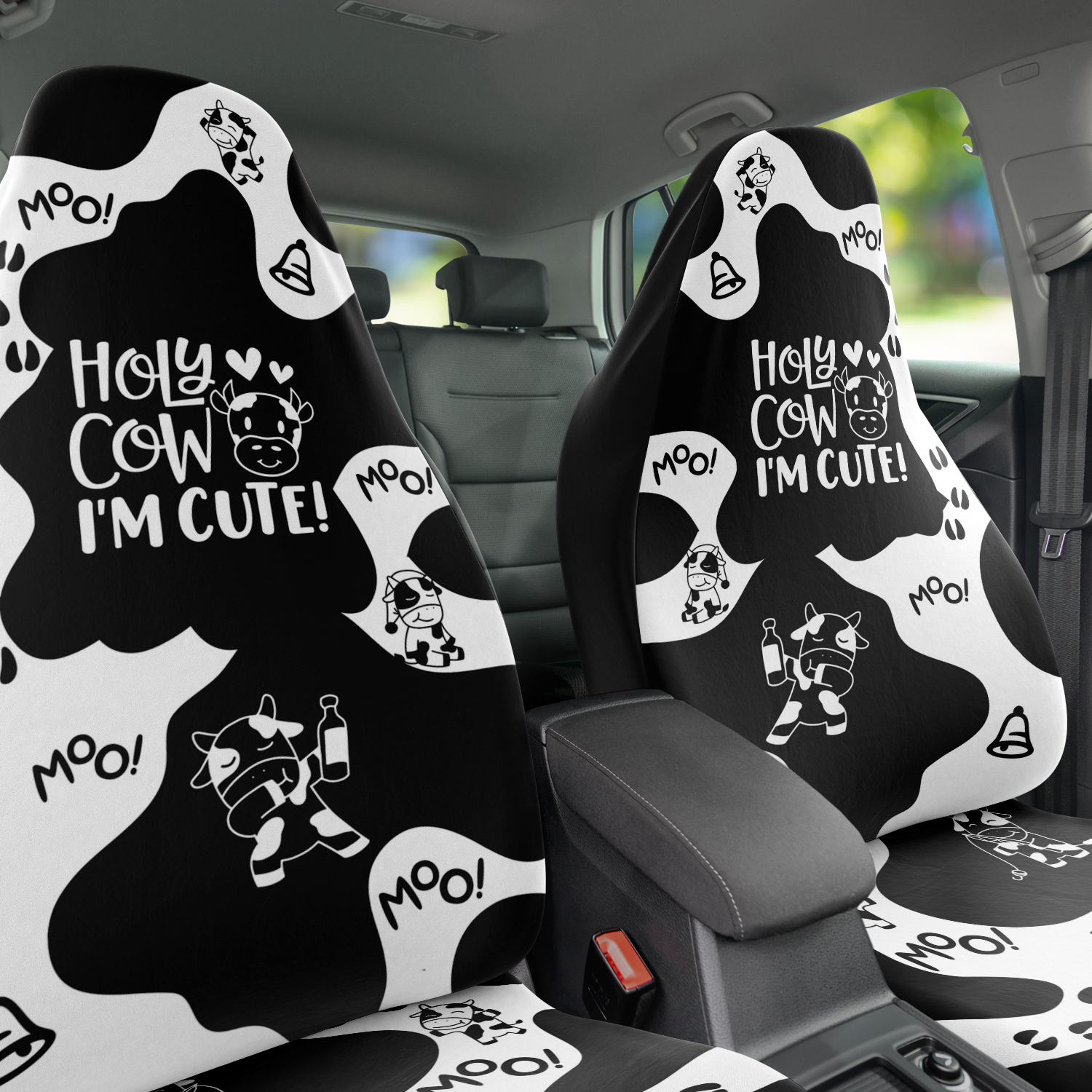 Car Accessories | Holy Cow I'm Cute Cow Print Car Seat Covers-TD Gift Solutions.com