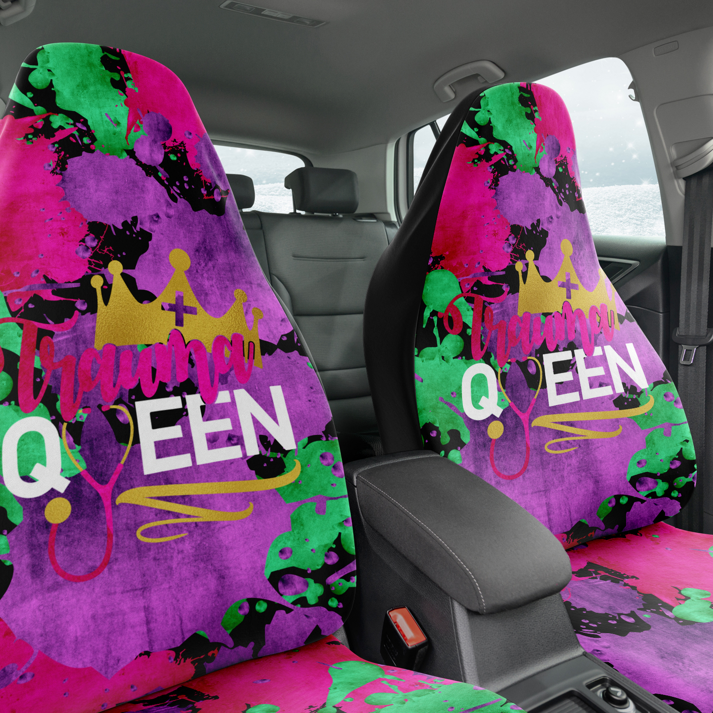 Nurse Car Seat Covers | Trauma Queen Paint Splat Nurse Car Seat Cover-Car Seat Cover - AOP-TD Gift Solutions.com