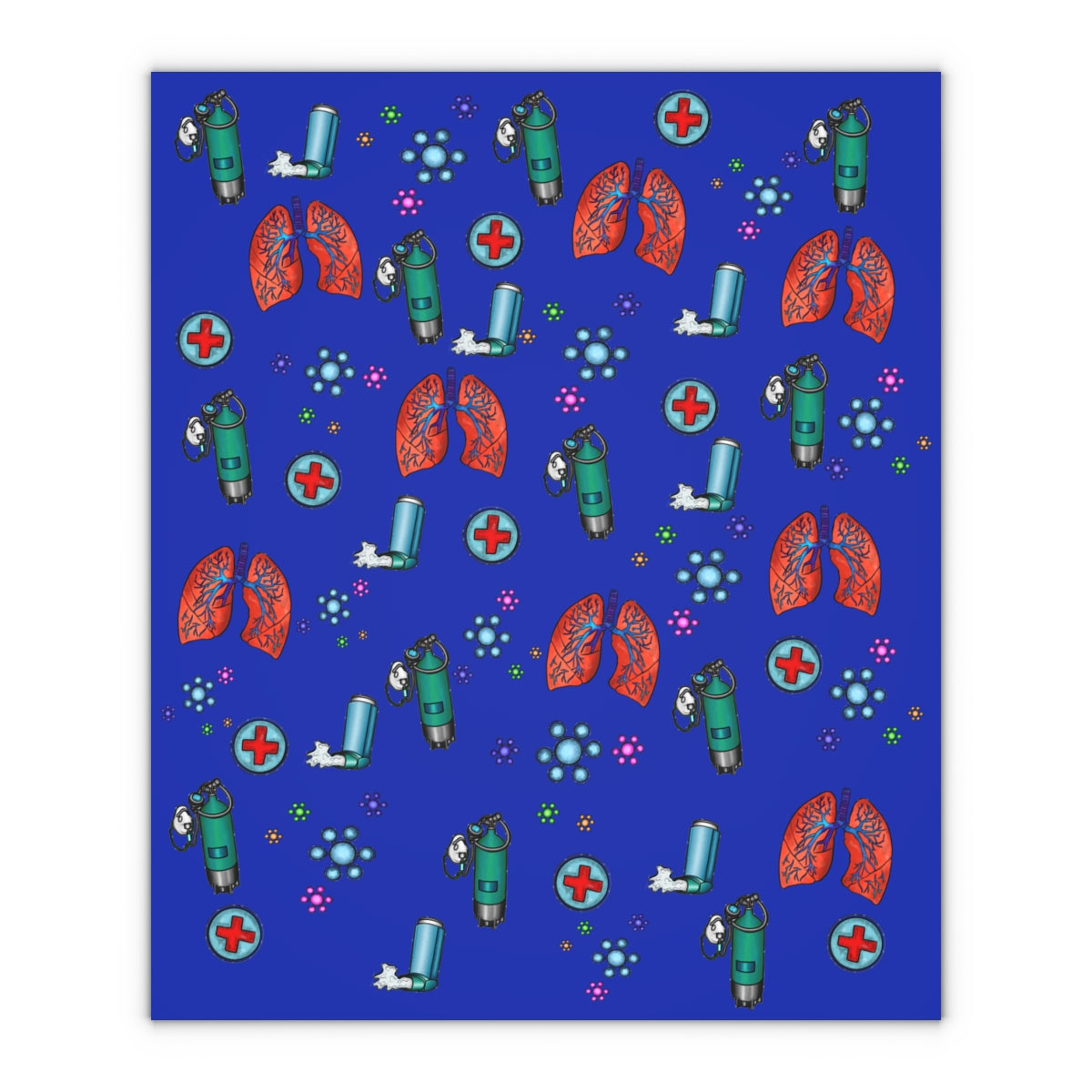 Blue Respiratory Therapy Gift Wrapping Paper Sheet 1 Pc-TD Gift Solutions.com