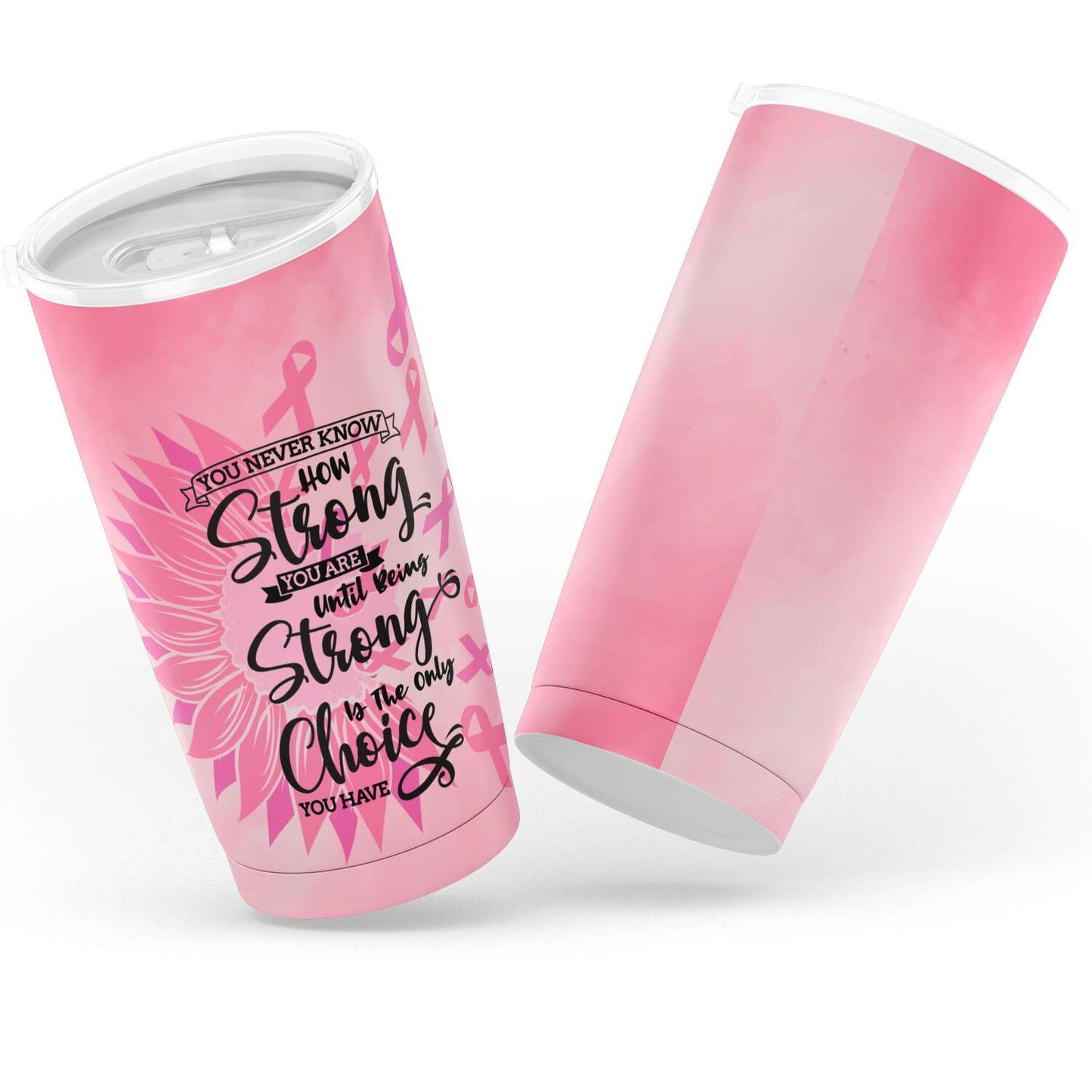 Pink Warrior | You Never Know How Strong You Are Breast Cancer Survivor Tumbler-20oz Tumbler - AOP-TD Gift Solutions.com