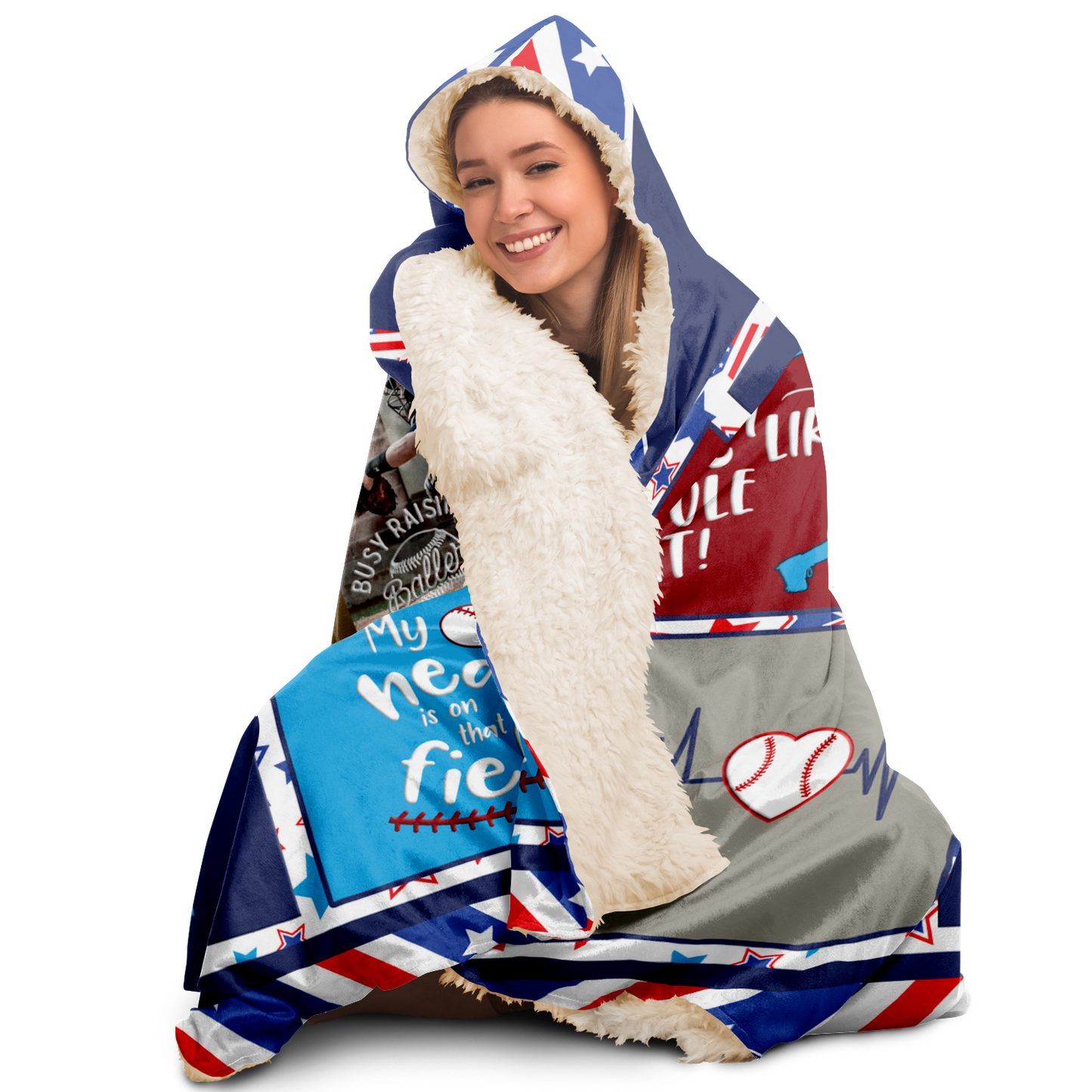 Hooded Blanket | Personalized Multi-color Baseball Mama Hooded Blanket-TD Gift Solutions.com