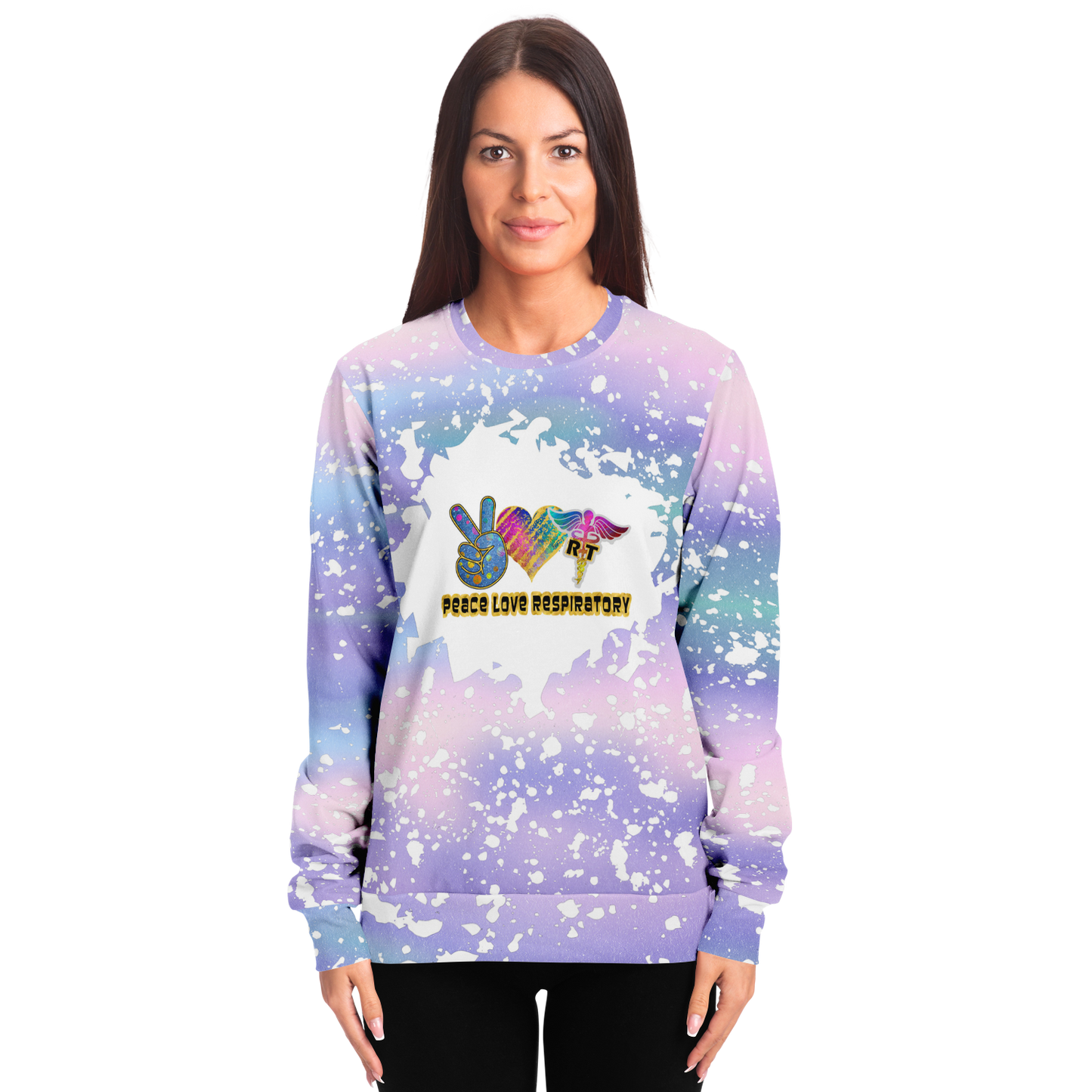 Respiratory Therapy Sweatshirt | Peace Love Respiratory All Over Print Sweatshirt-TD Gift Solutions.com