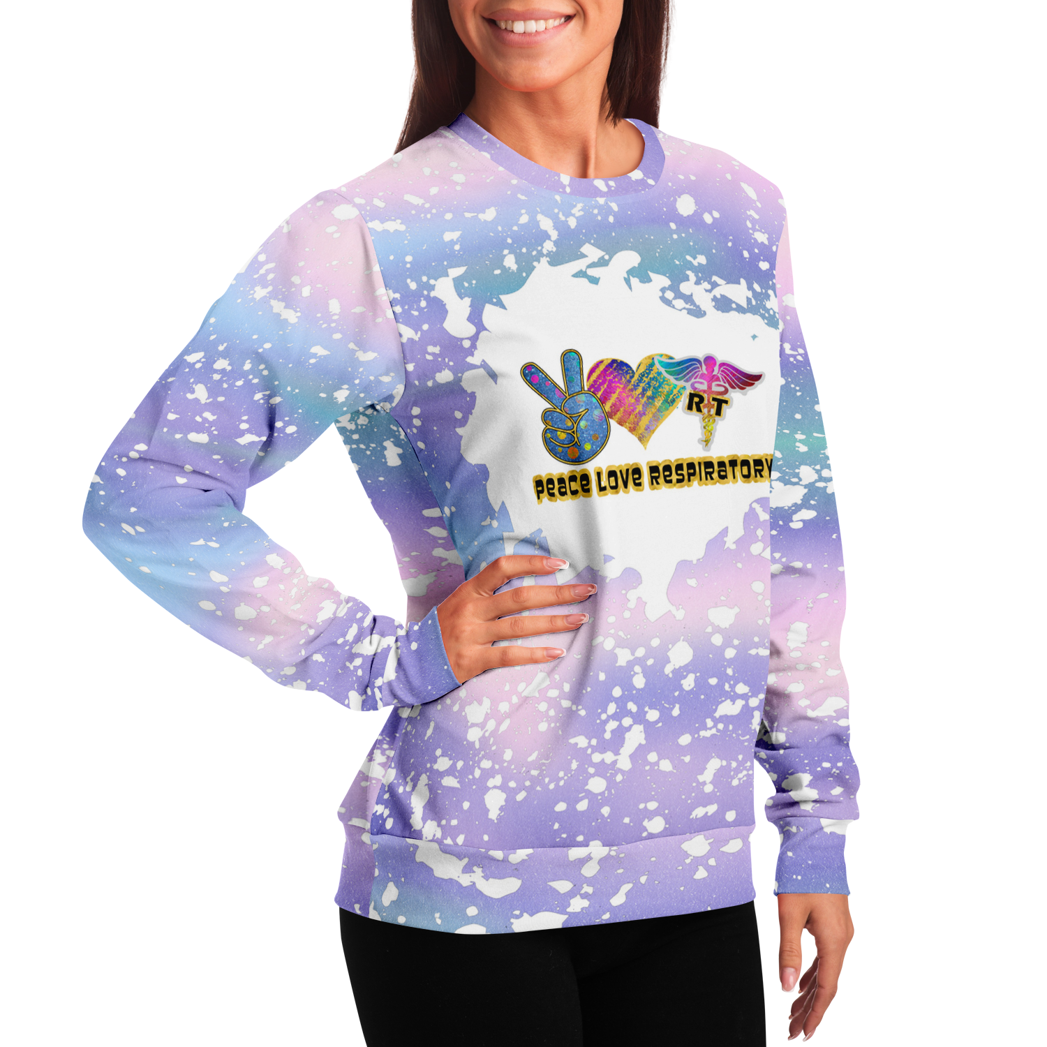 Respiratory Therapy Sweatshirt | Peace Love Respiratory All Over Print Sweatshirt-TD Gift Solutions.com
