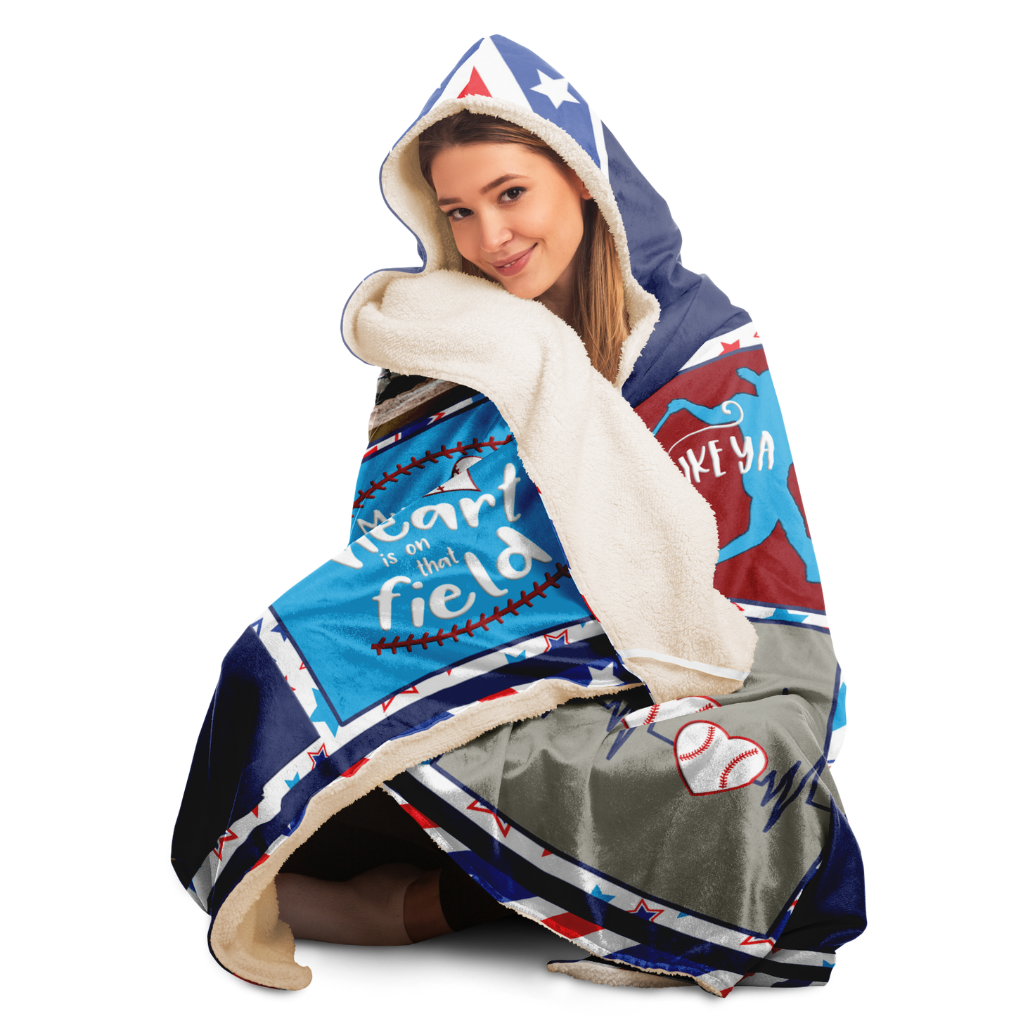 Hooded Blanket | Personalized Multi-color Baseball Mama Hooded Blanket-TD Gift Solutions.com