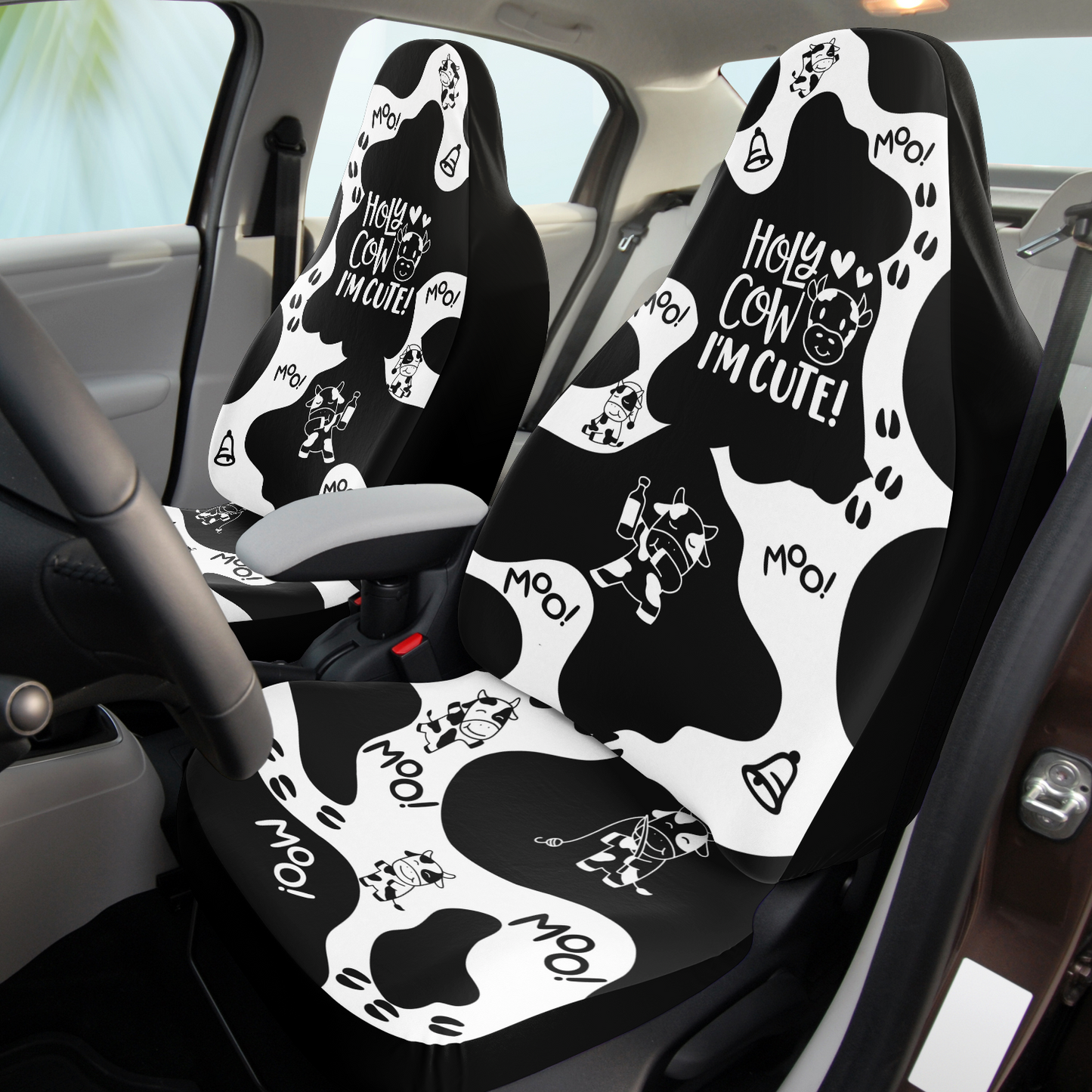 Car Accessories | Holy Cow I'm Cute Cow Print Car Seat Covers-TD Gift Solutions.com