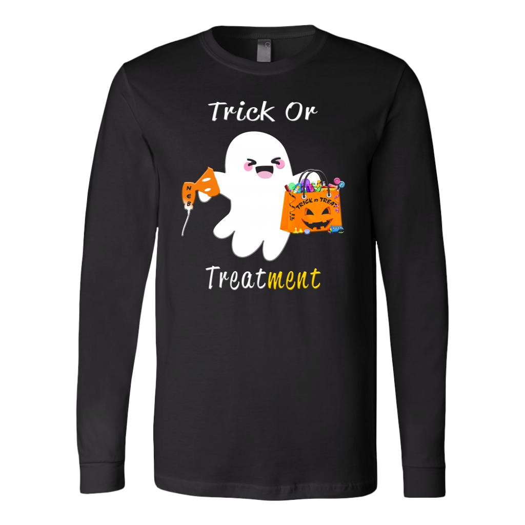 Halloween Respiratory Therapy Gifts | RT Trick or Treatment Long Sleeve Tee-T-shirt-TD Gift Solutions.com
