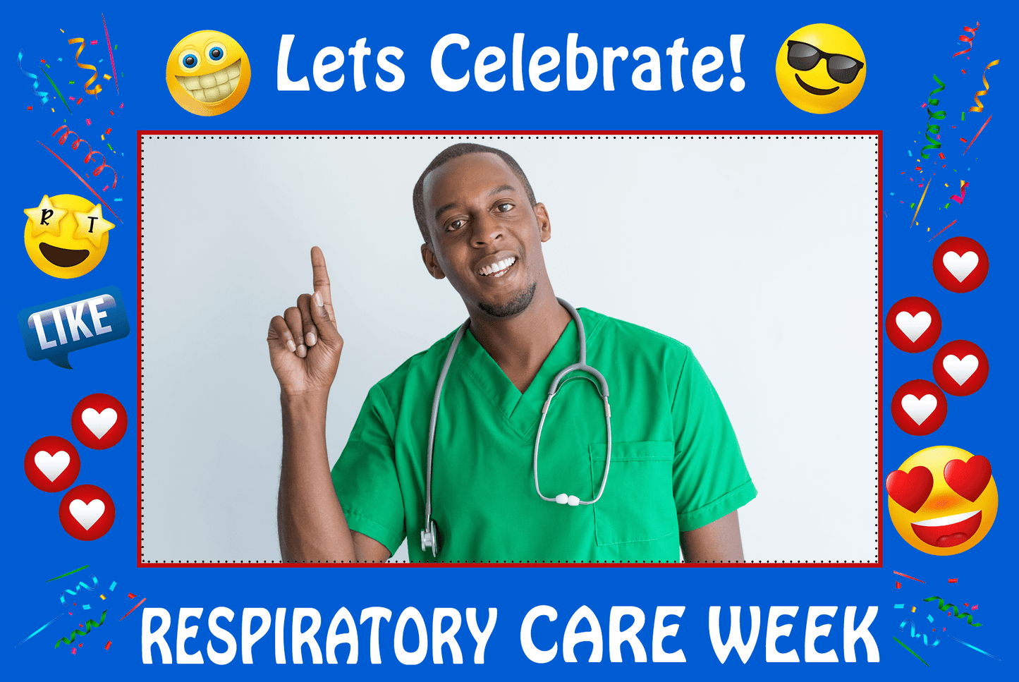 Celebrate Respiratory Care Week Blue Emoji Theme Photo Prop-TD Gift Solutions.com