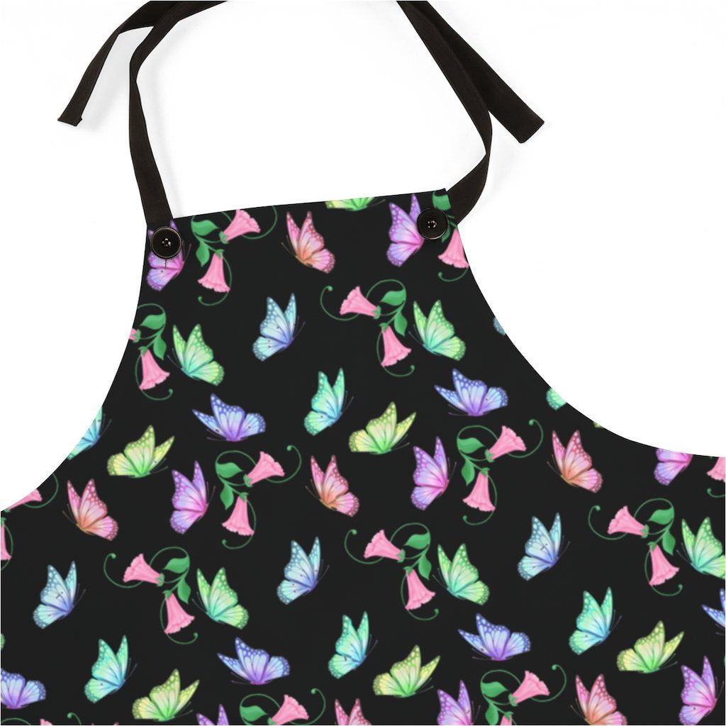 Black Apron | Butterfly Garden Black Apron-Aprons-TD Gift Solutions.com