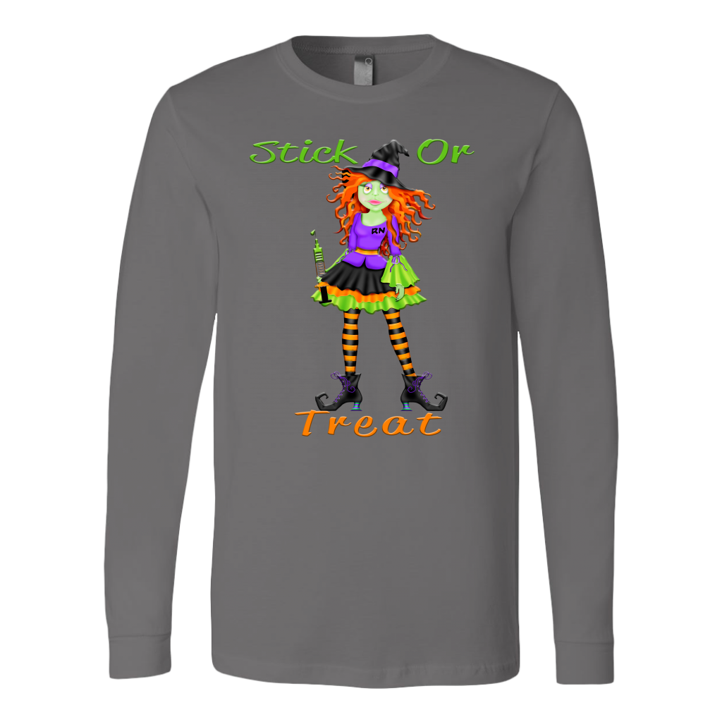 Witch Shirt | Nurse Stick or Treat Hoodie or Long Sleeve T Shirt-T-shirt-TD Gift Solutions.com