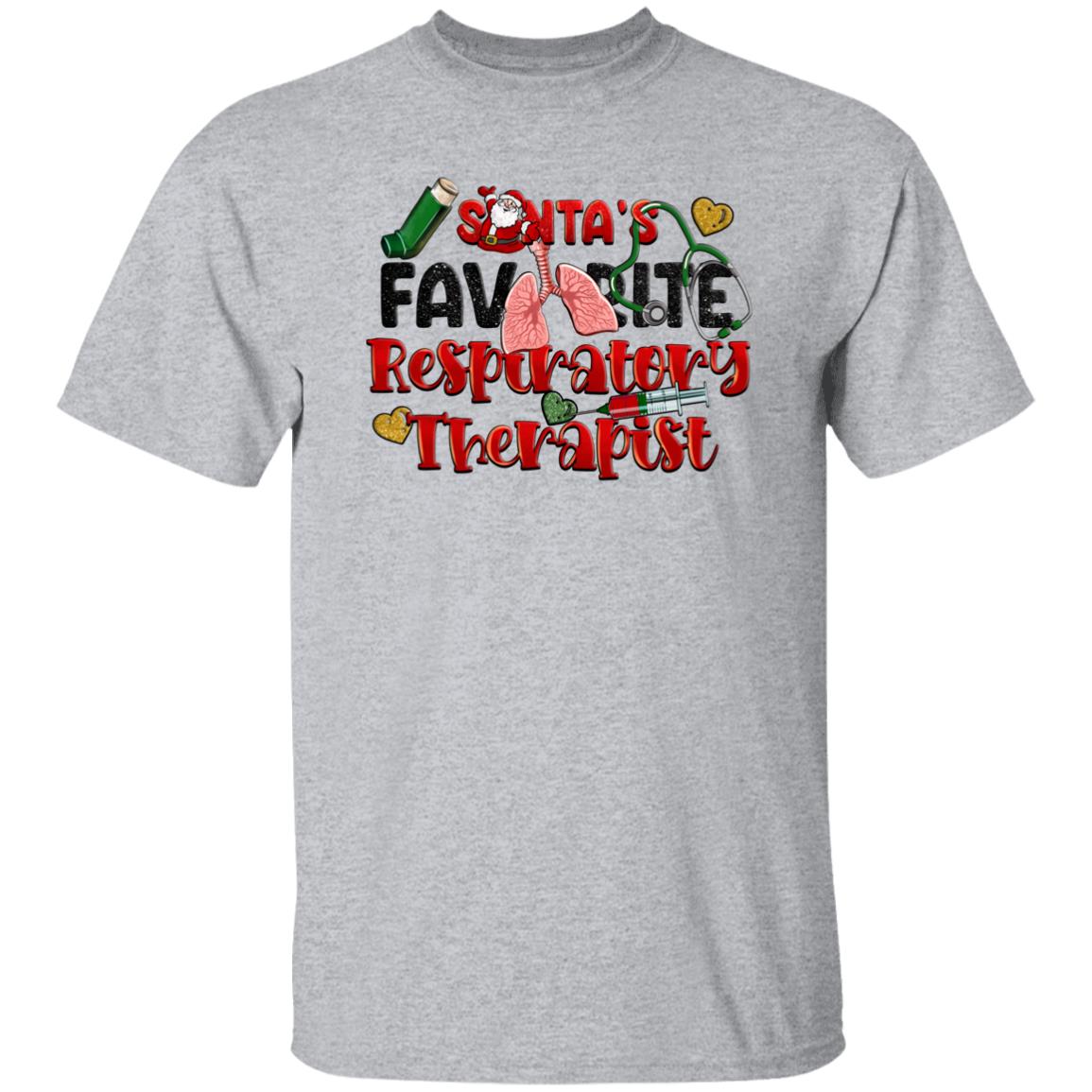 Santa's Favorite Respiratory Therapist T-Shirt-TD Gift Solutions.com
